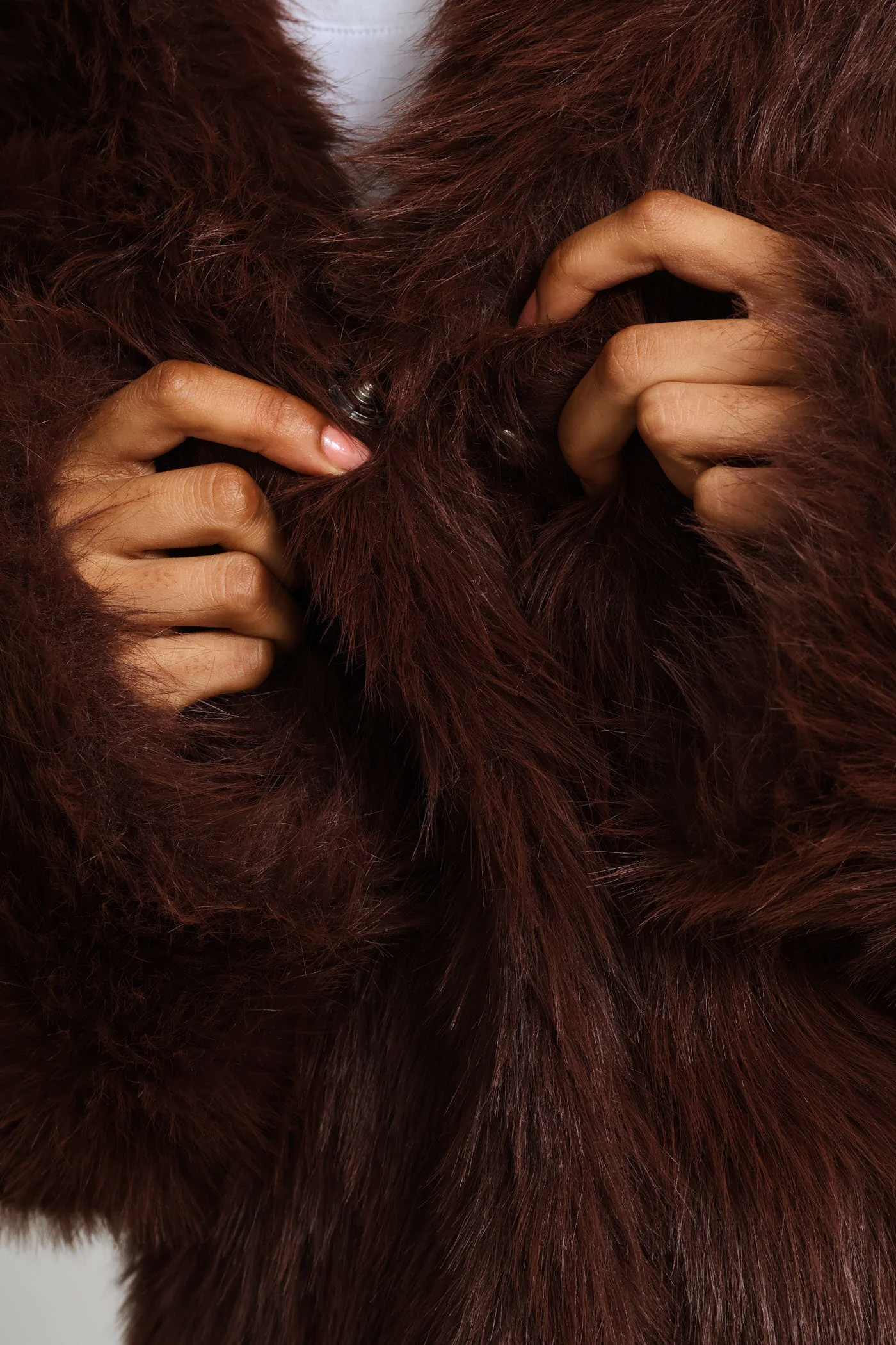 Faux Fur Jacket - Chocolate - Image 4