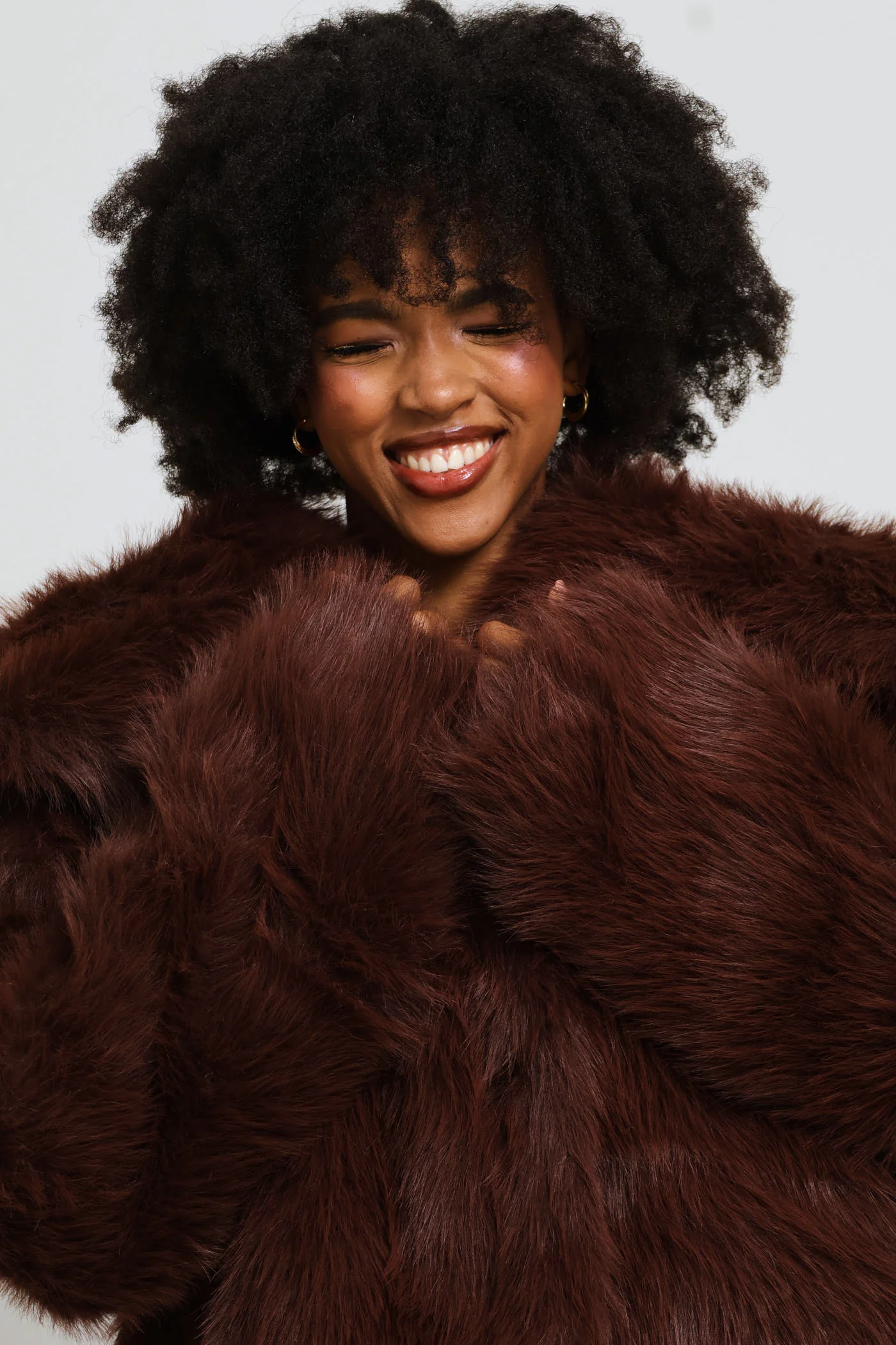 Faux Fur Jacket - Chocolate - Image 7