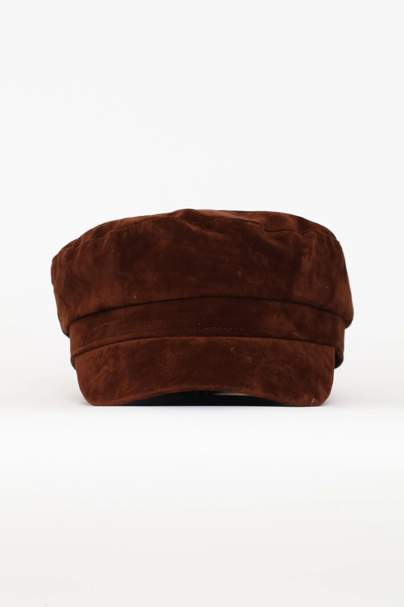 Faux Suede Baker Boy Hat - Chocolate - Image 2