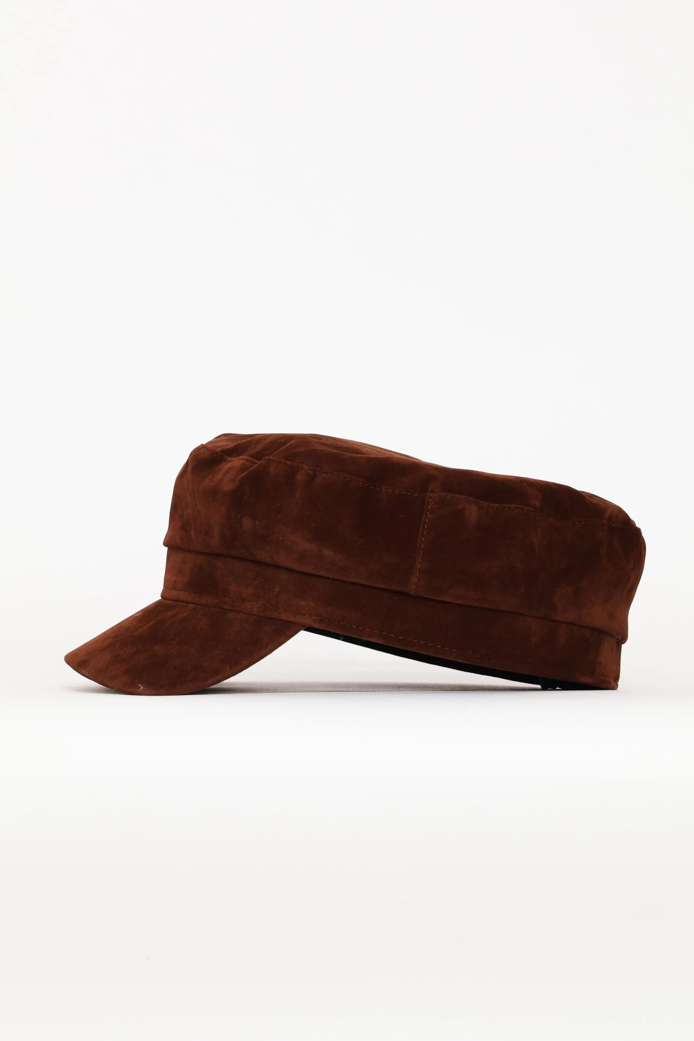 Faux Suede Baker Boy Hat - Chocolate - Image 3