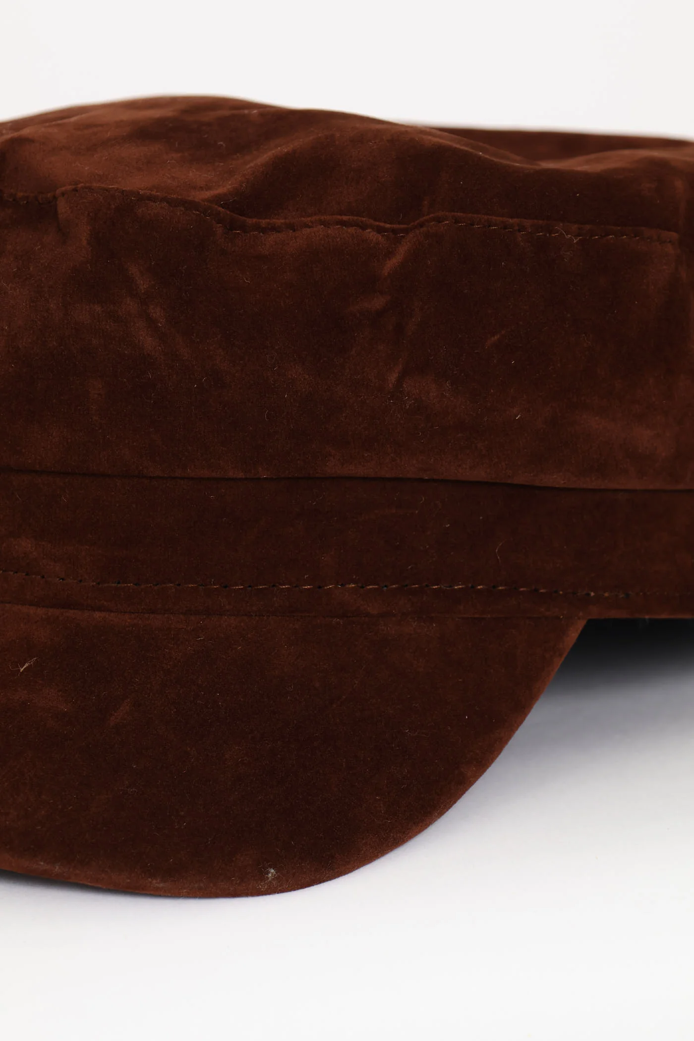 Faux Suede Baker Boy Hat - Chocolate - Image 4