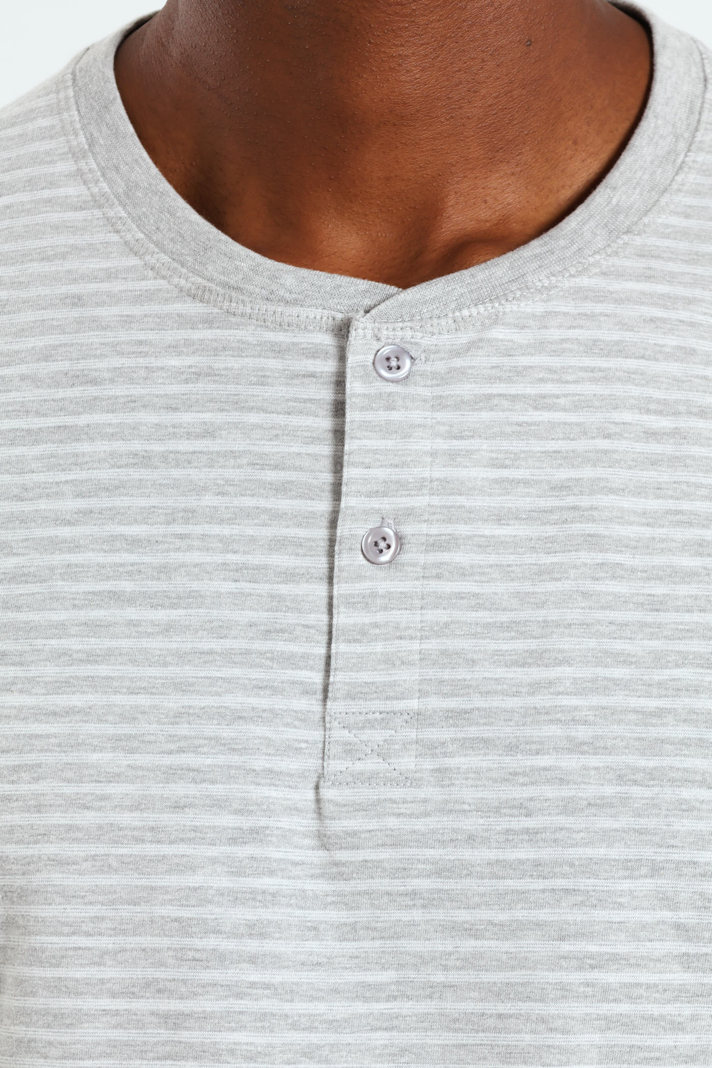 Feather Stripe Henley Sleep Shirt - Grey - Image 4