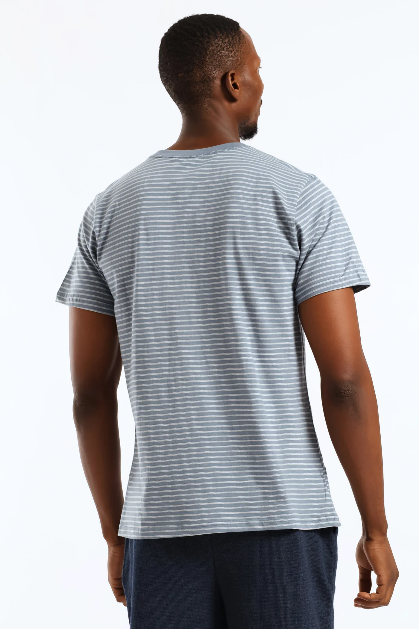Feather Stripe Henley Top - Cream/Blue - Image 5