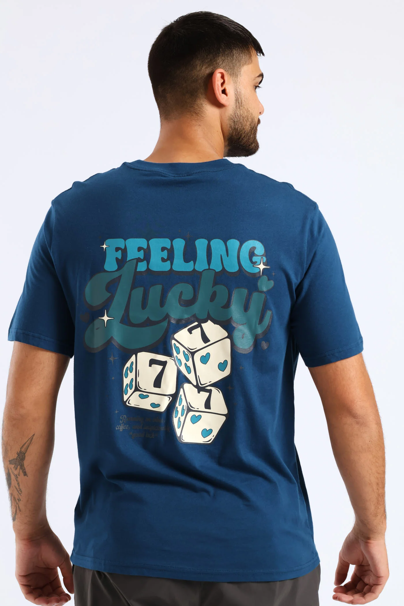 Feeling Lucky Dice Print Tee - Sky Blue - Image 2