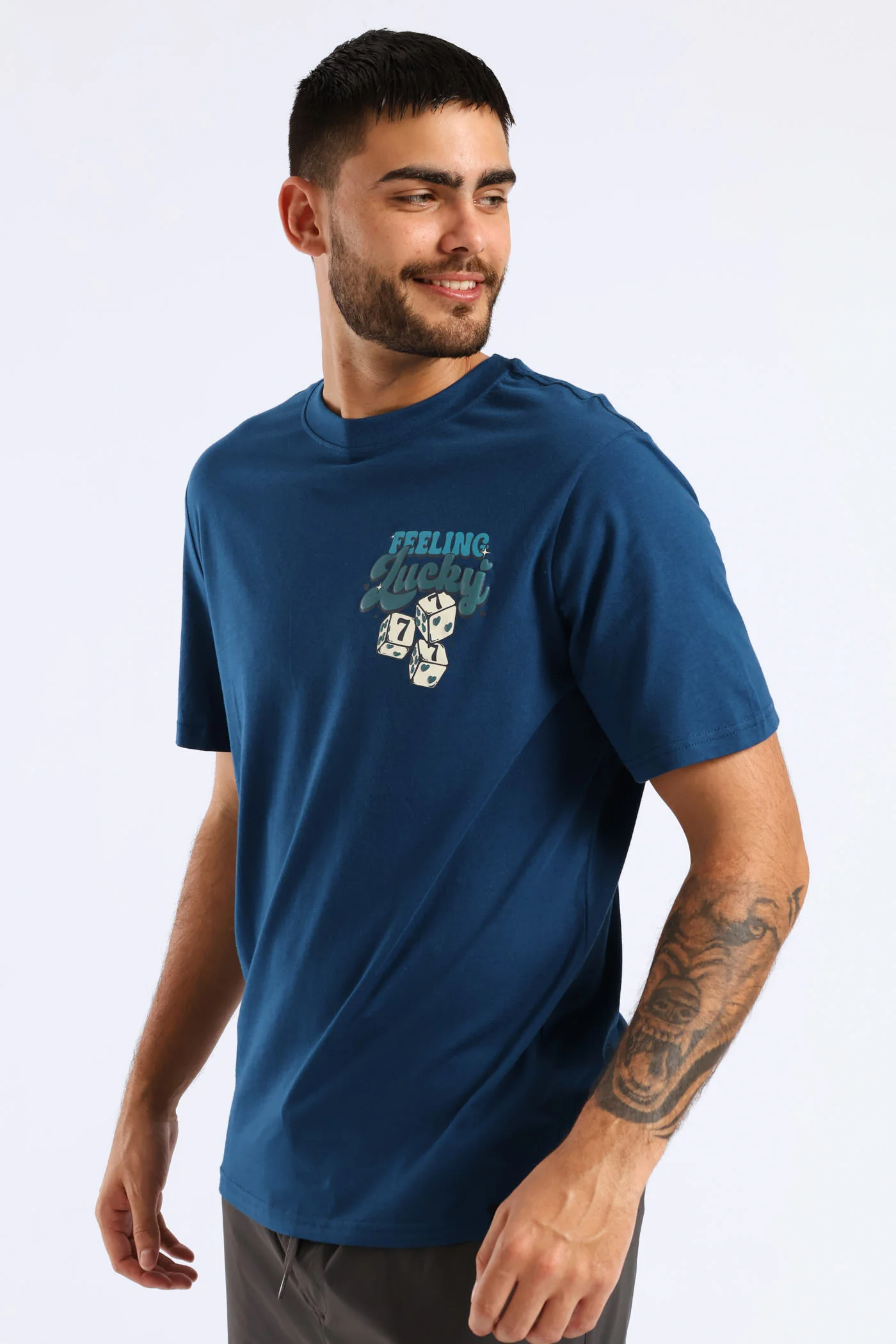 Feeling Lucky Dice Print Tee - Sky Blue - Image 3