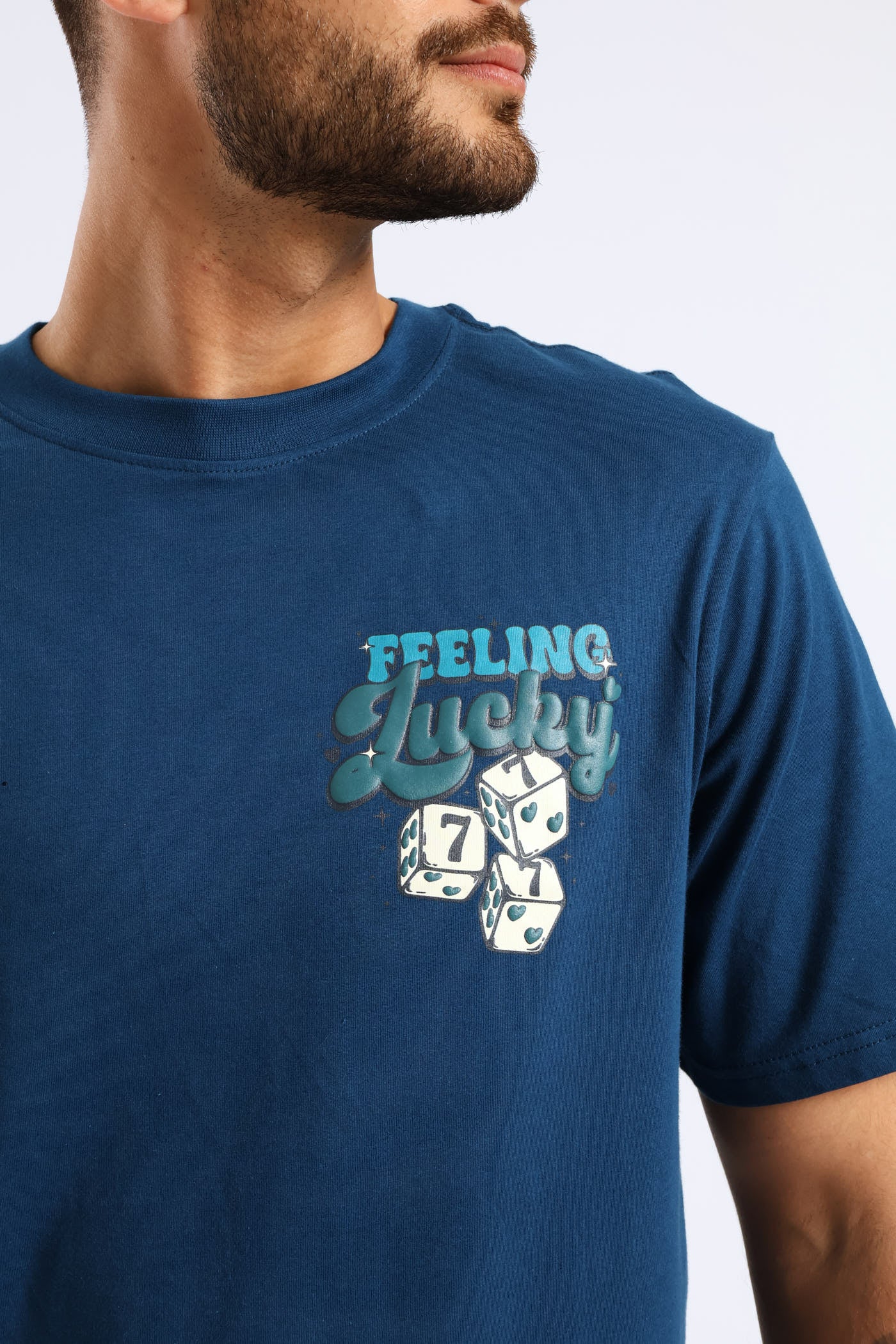 Feeling Lucky Dice Print Tee - Sky Blue - Image 4