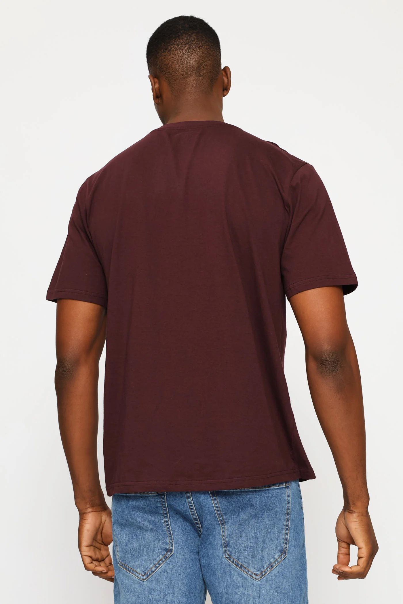 Fig Plain Crew Tee - Burgundy - Image 2