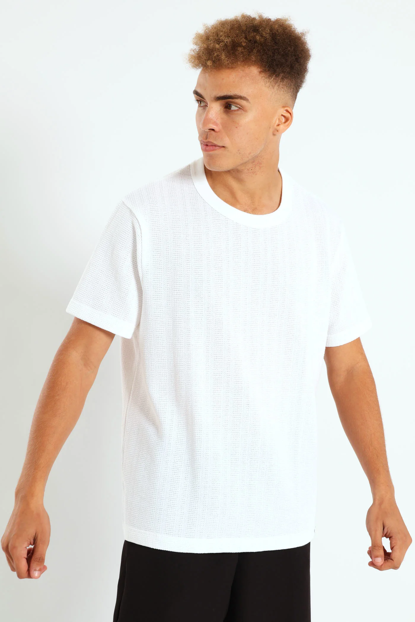 Fine Crochet Look Tee - White - Image 3
