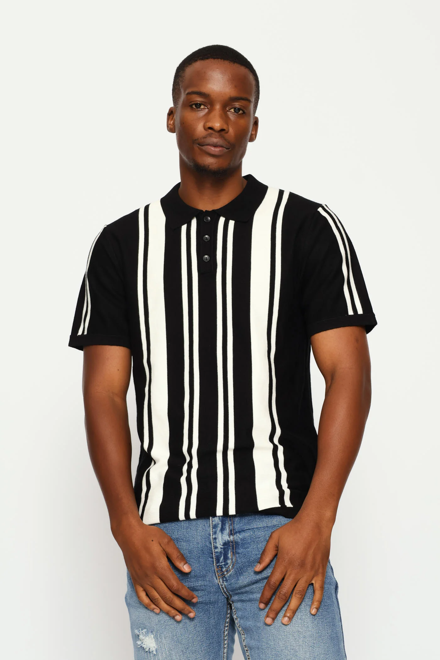 Fine Knit Golfer - Black/Ecru - Image 3