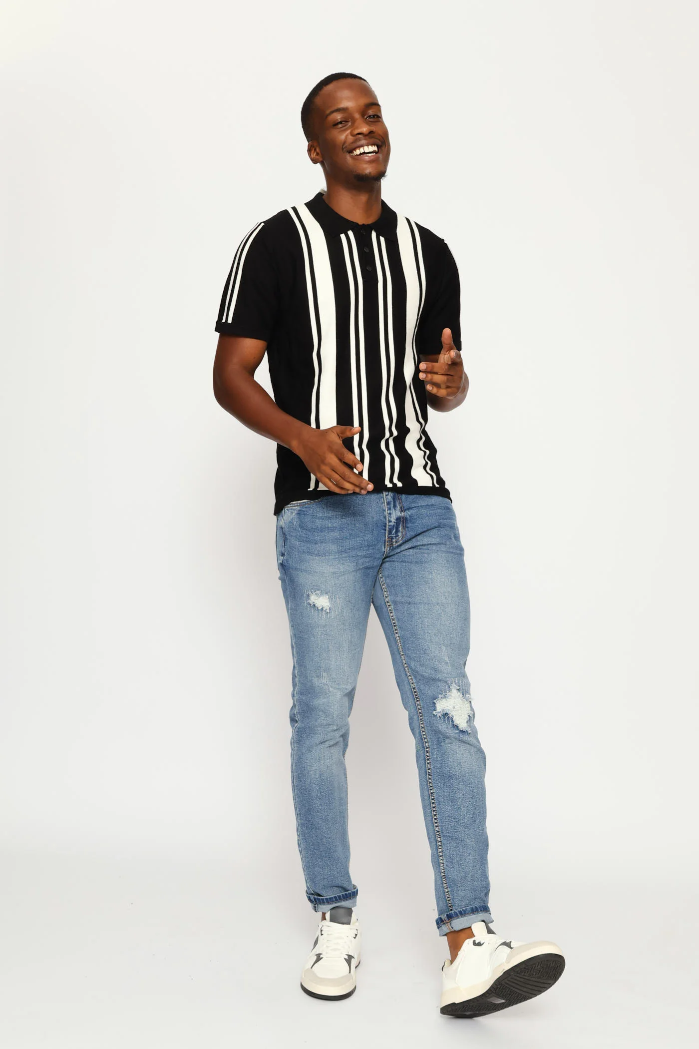 Fine Knit Golfer - Black/Ecru - Image 5