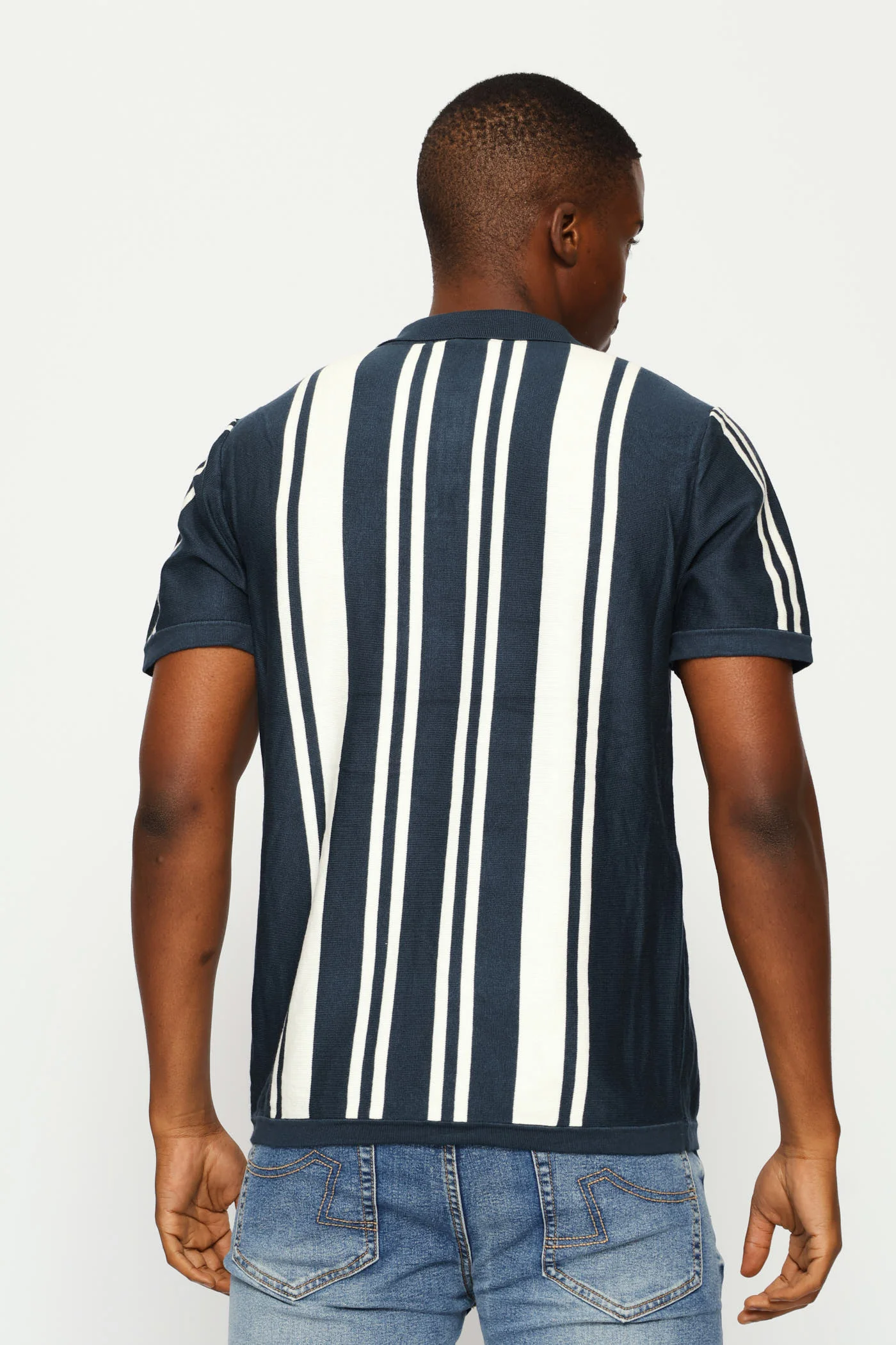 Fine Knit Golfer - Blue/White - Image 4