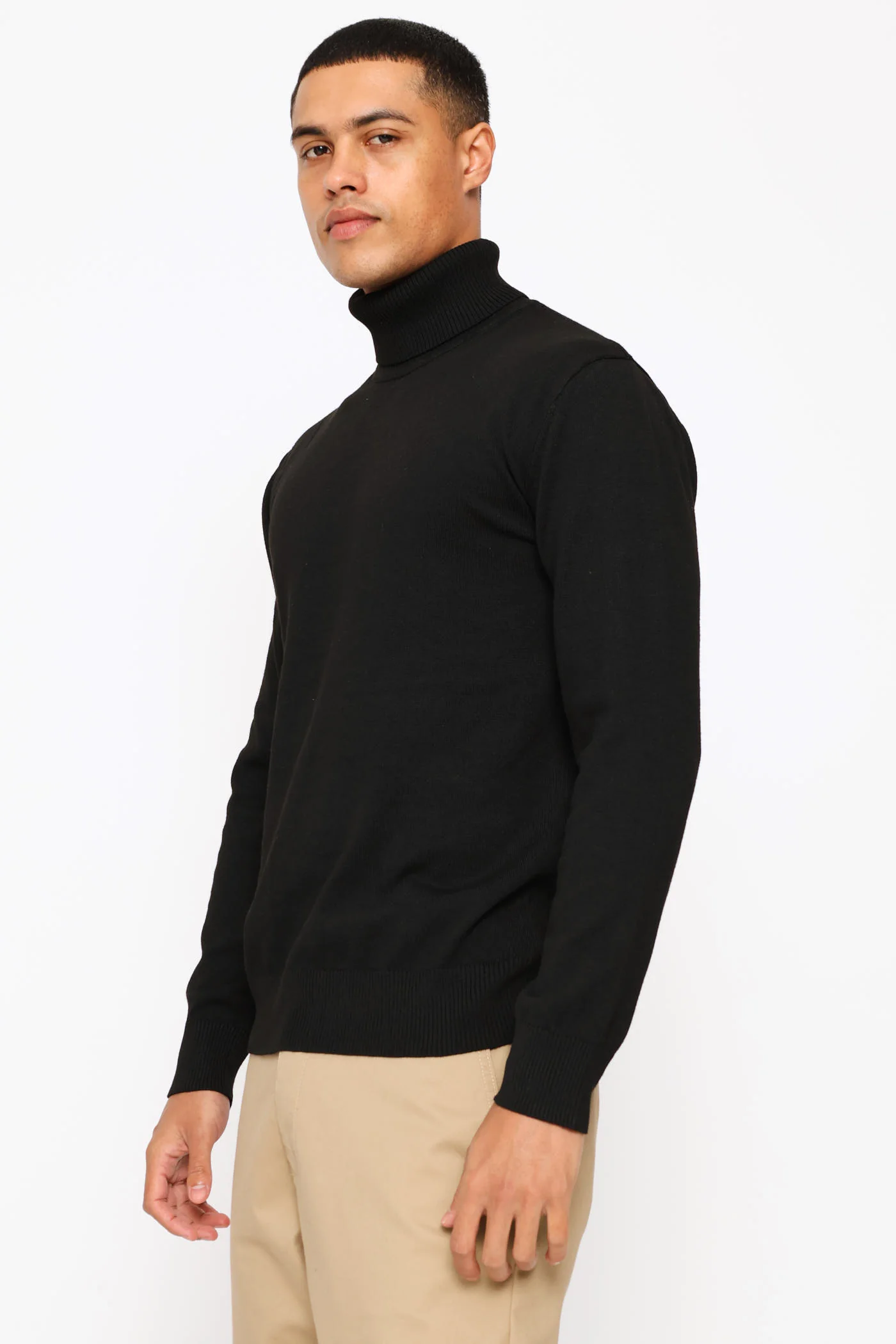 Fine Knit Poloneck - Black - Image 3