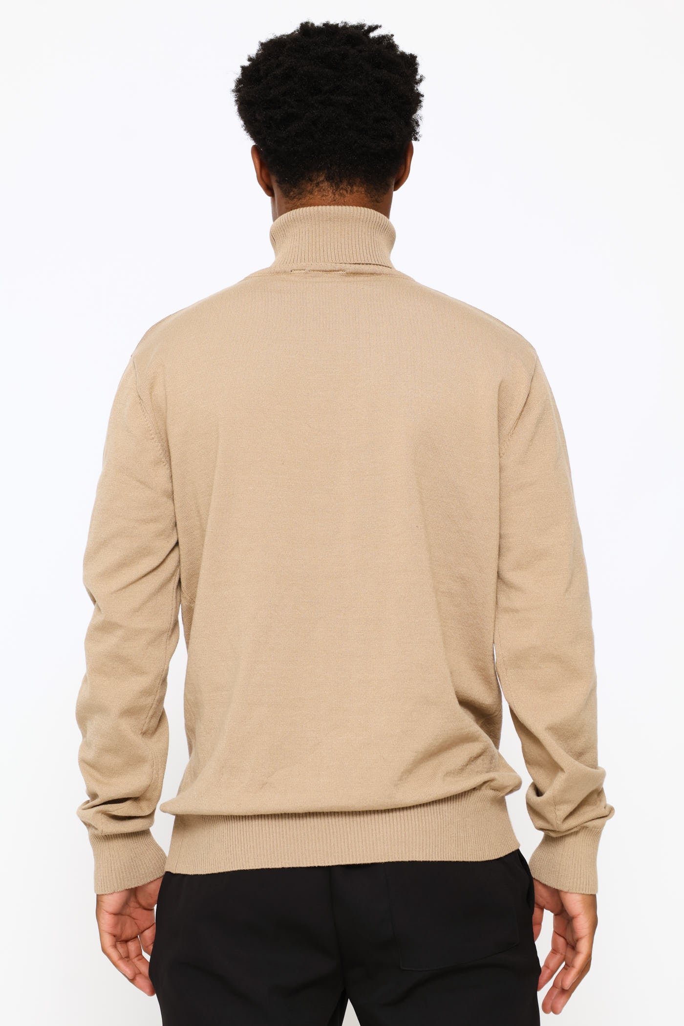 Fine Knit Poloneck - Taupe - Image 4