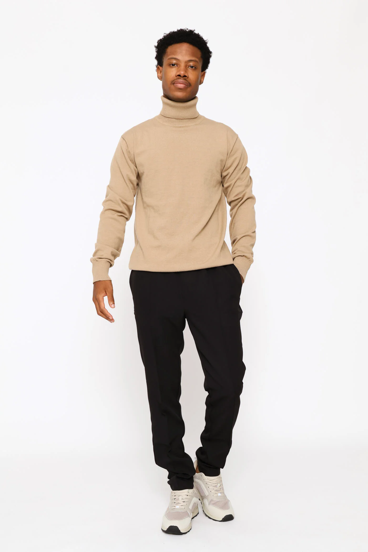 Fine Knit Poloneck - Taupe - Image 5