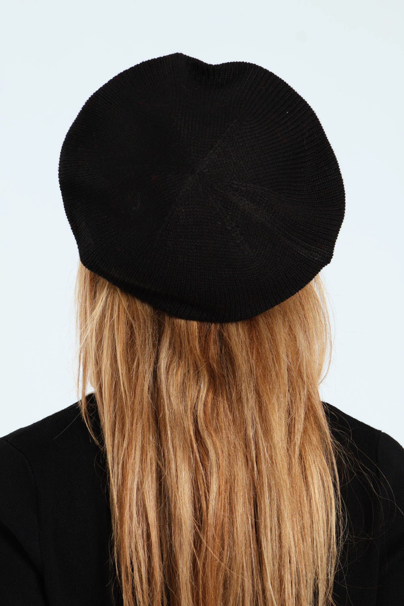Fine Knitted Beret - Black - Image 2