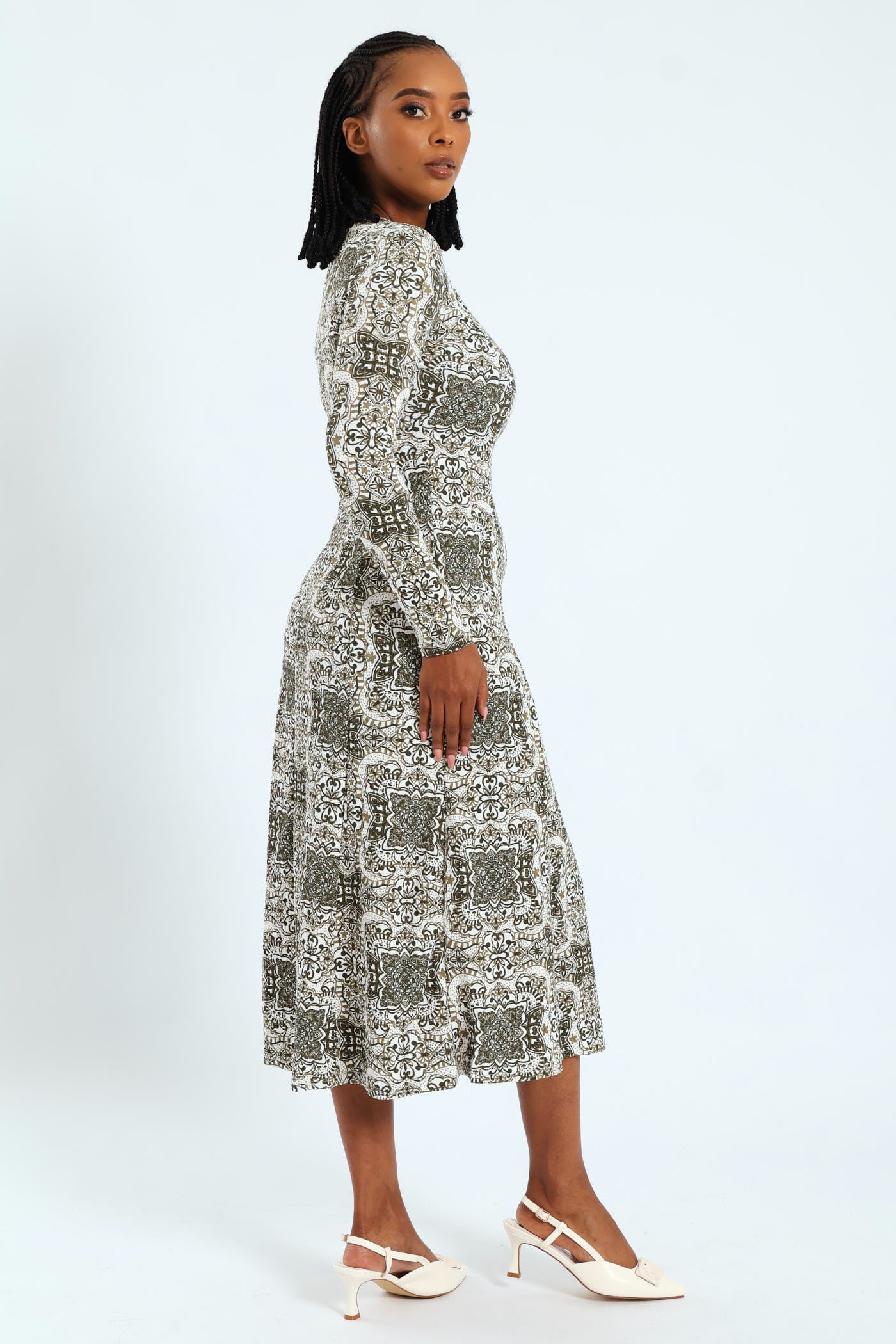Fit & Flare Panelled Knit Midi Dress - Image 2