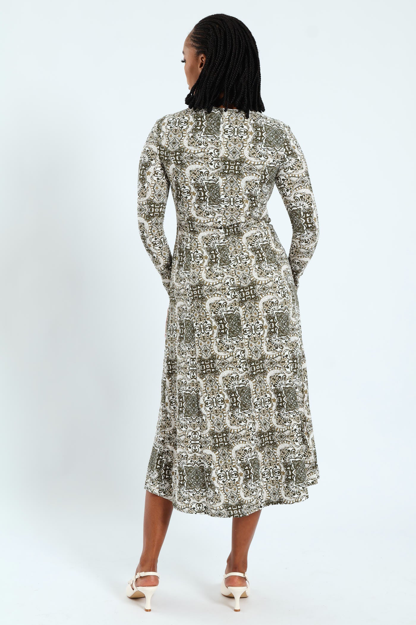 Fit & Flare Panelled Knit Midi Dress - Image 3