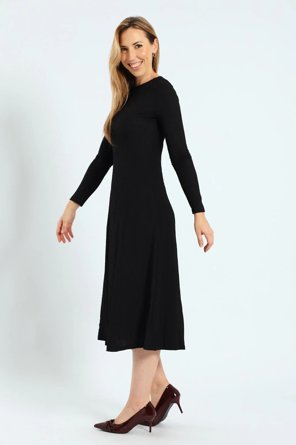 Fit & Flare Panelled Knit Midi Dresses - Image 2