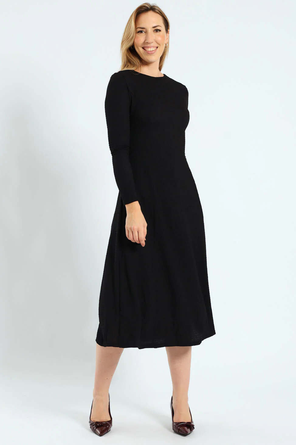 Fit & Flare Panelled Knit Midi Dresses - Image 3