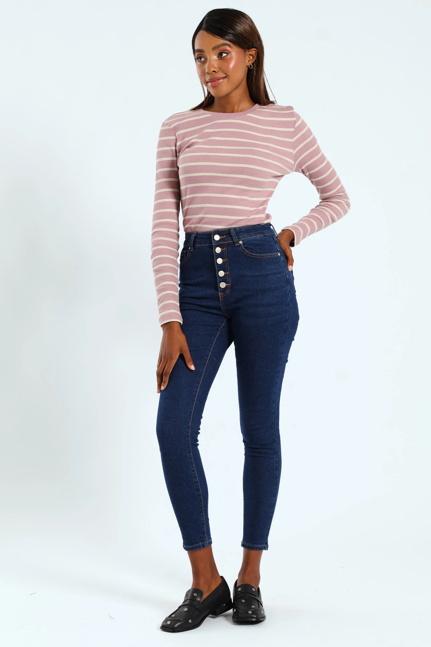 Five Button Skinny Jean - Dark Wash - Image 4