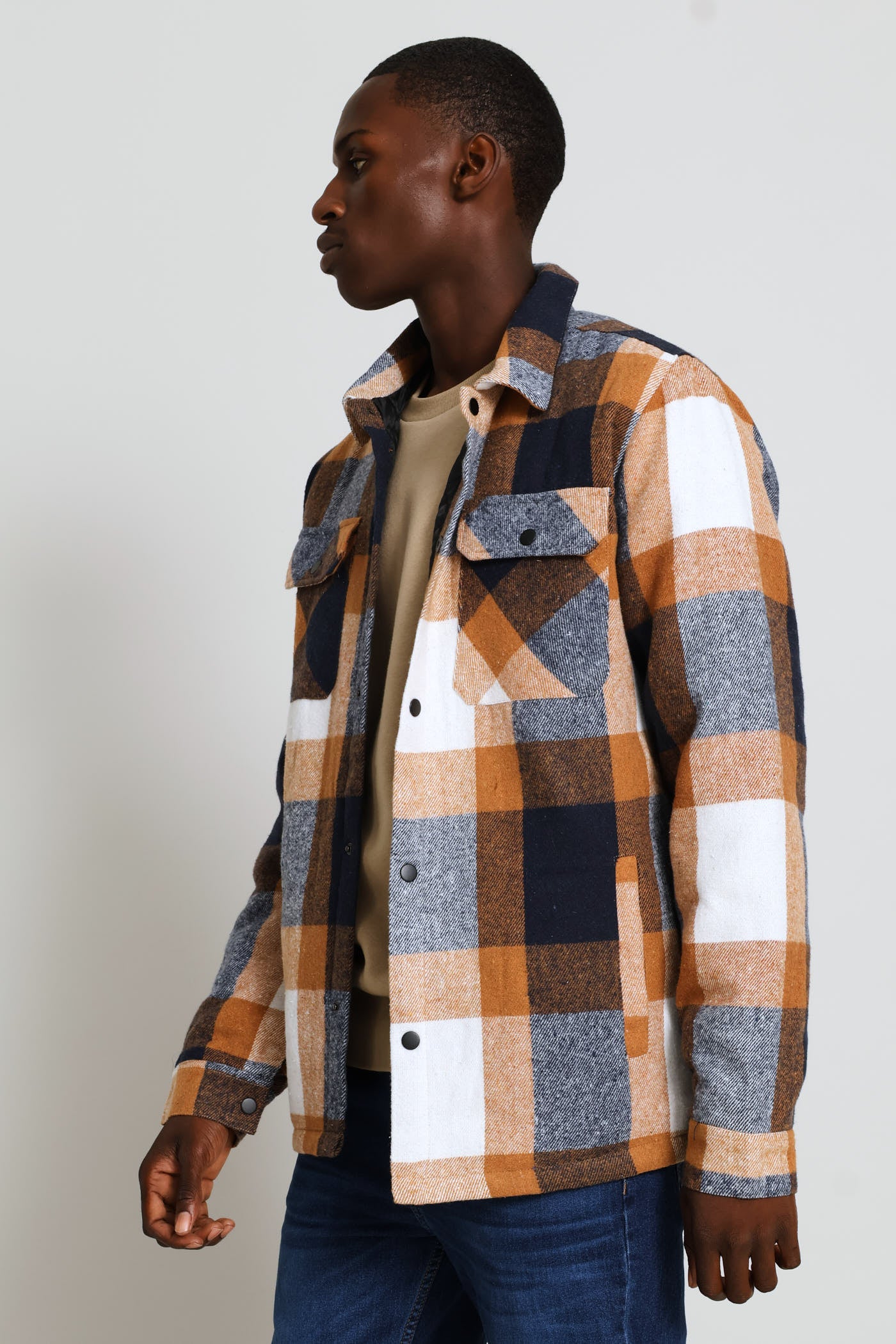 Flannel Shacket Jacket - Chocolate - Image 3