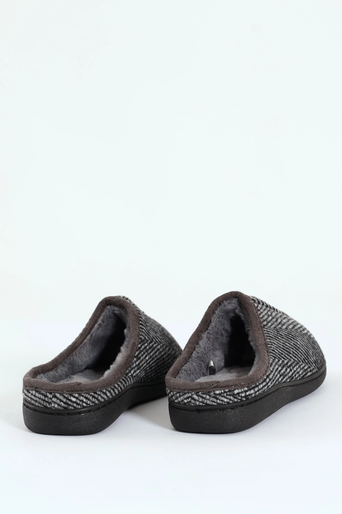 Flannel Upper Half Open Back Slipper - Grey - Image 2