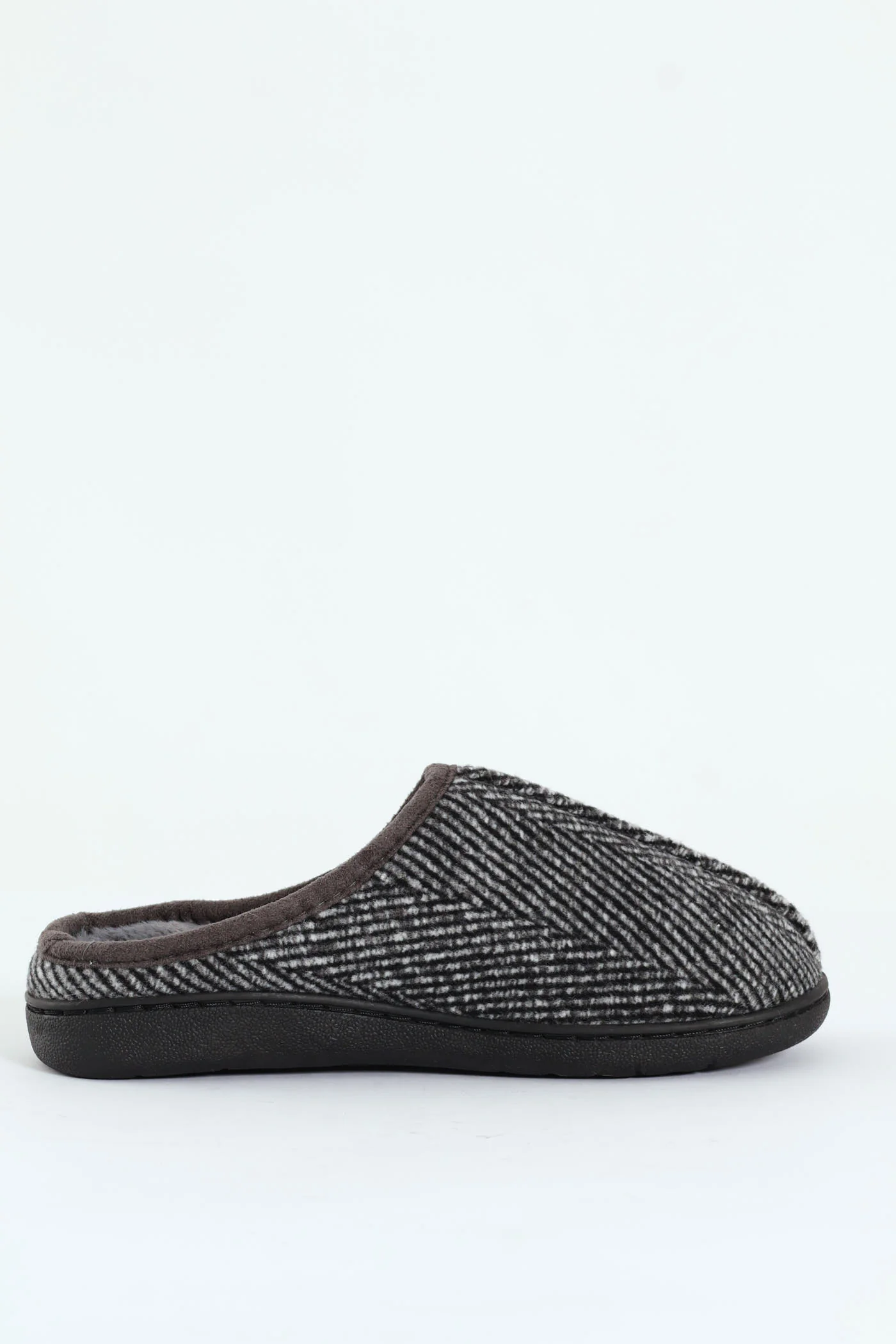 Flannel Upper Half Open Back Slipper - Grey - Image 3