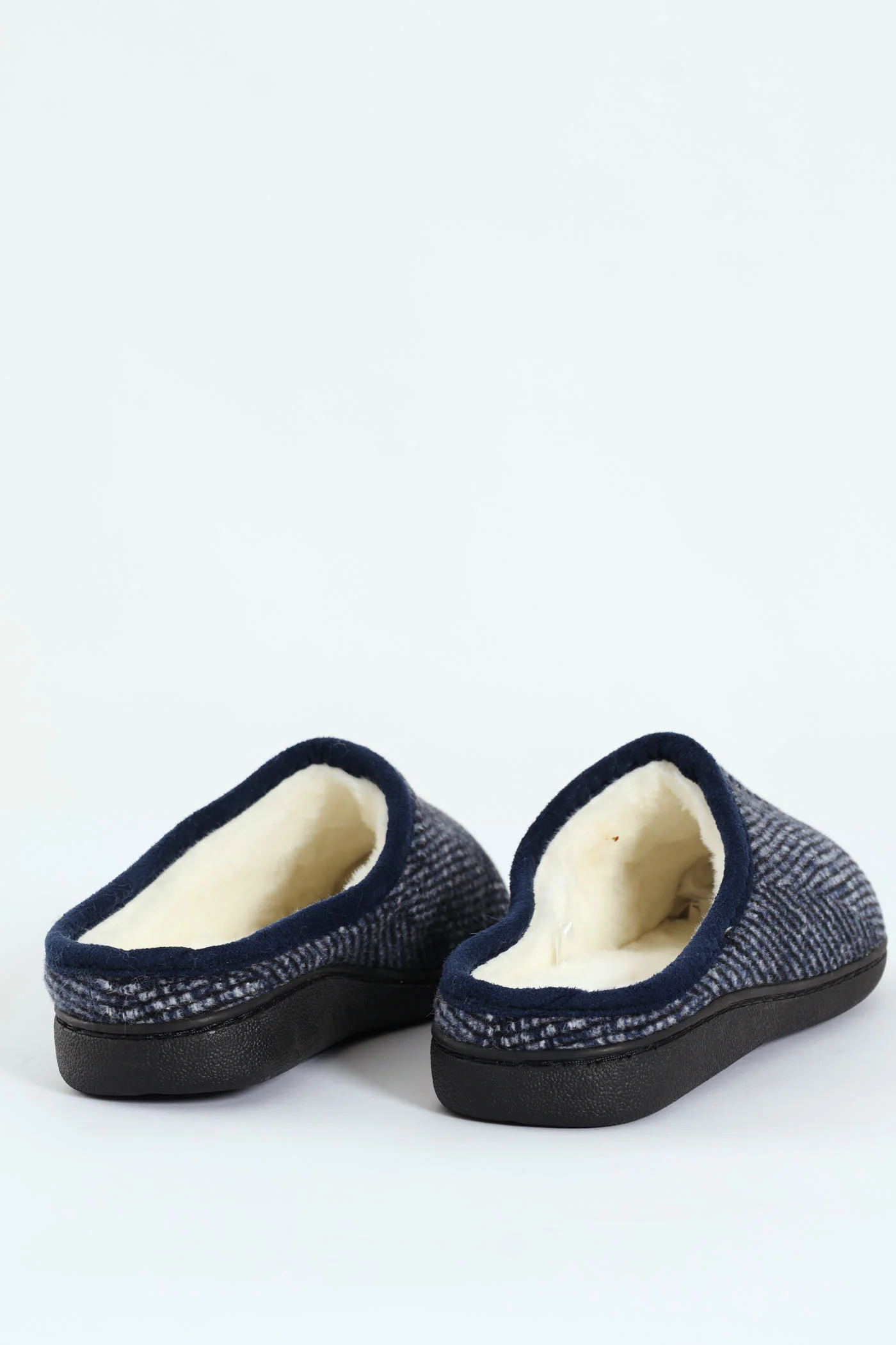 Flannel Upper Half Open Back Slipper - Navy - Image 2