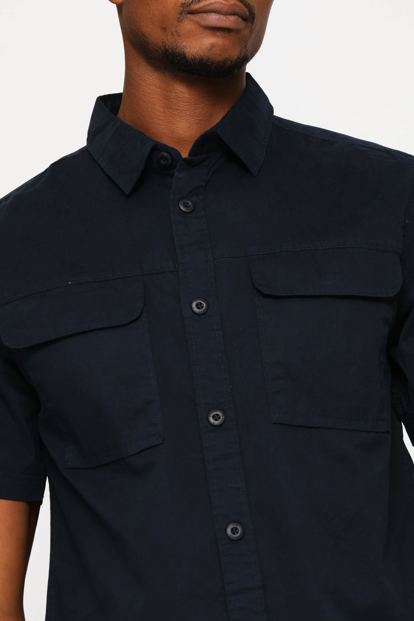Flap Pocket Badge Shirt - Navy - Image 2