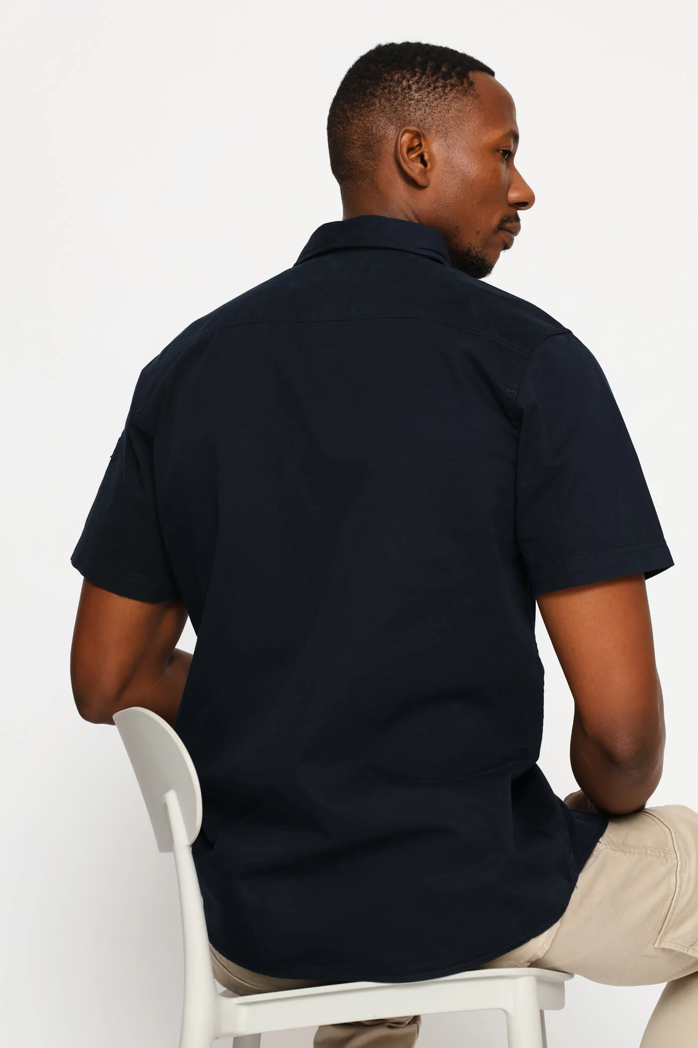 Flap Pocket Badge Shirt - Navy - Image 5