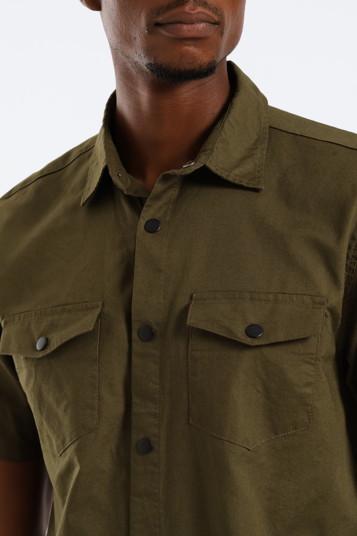 Flap Pocket Washed Oxford Shirt - Olive - Image 2