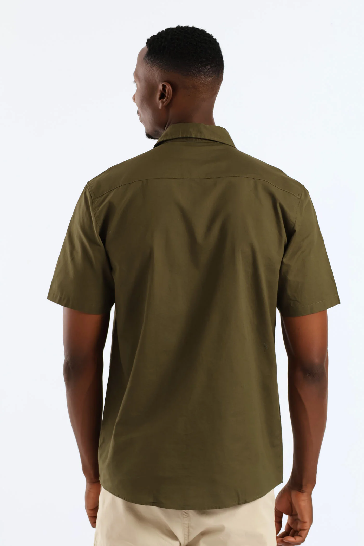 Flap Pocket Washed Oxford Shirt - Olive - Image 4