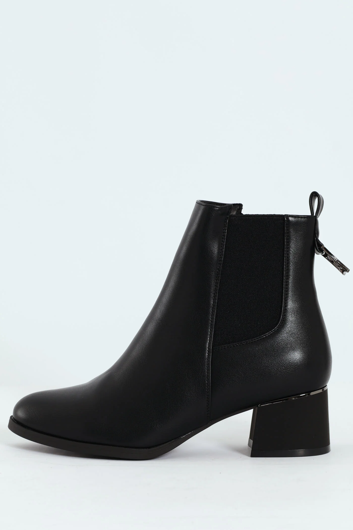 Flat Chelsea Boot With Metal Heel Insert - Black - Image 3