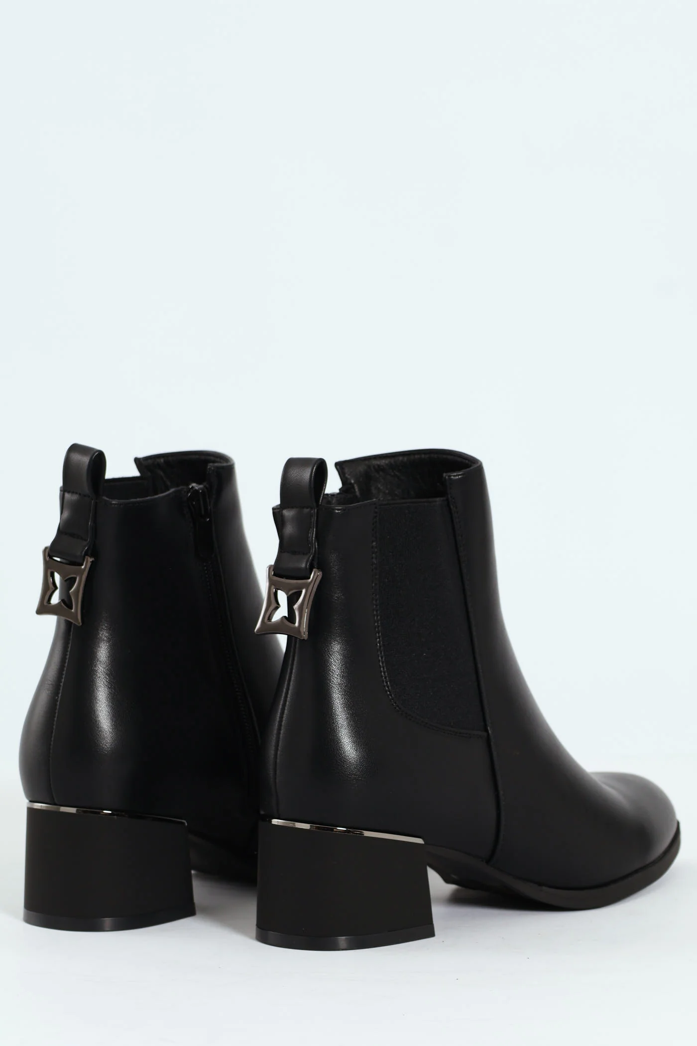 Flat Chelsea Boot With Metal Heel Insert - Black - Image 6