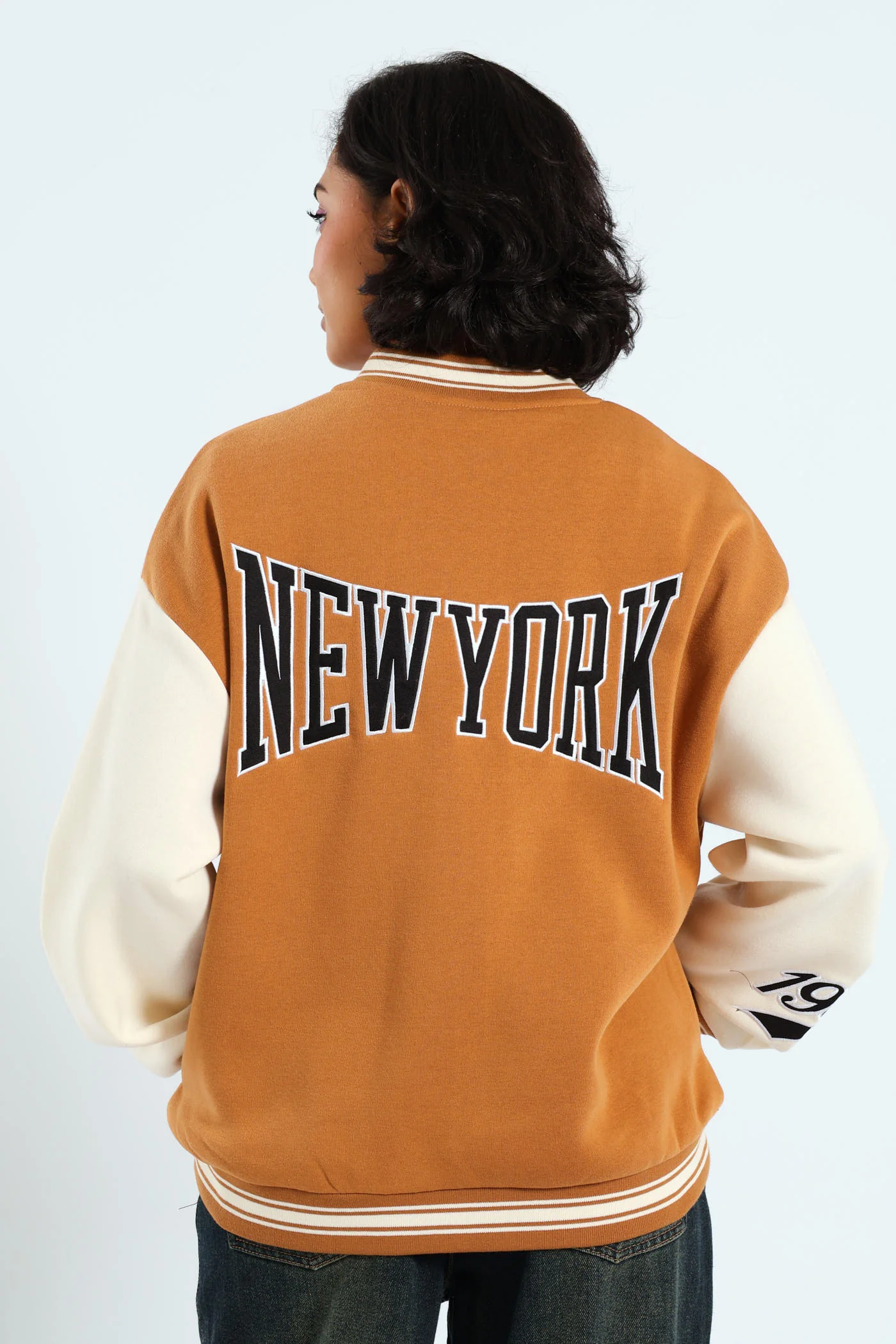 Fleece Baseball Jacket - Tabacco - Image 2