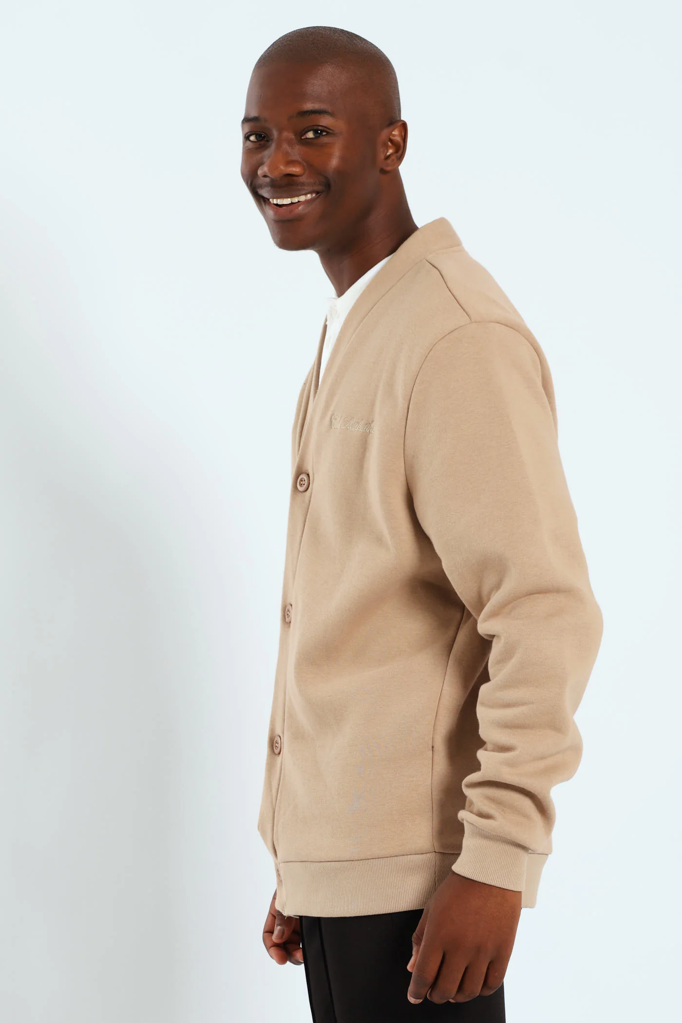 Fleece Cardigan - Taupe - Image 3