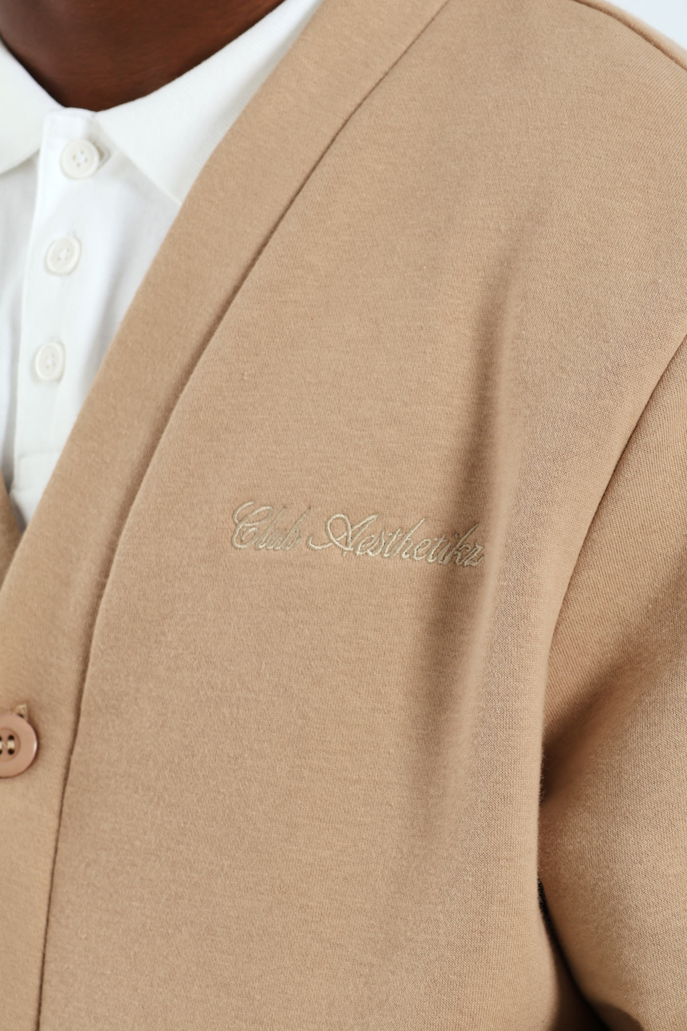 Fleece Cardigan - Taupe - Image 4