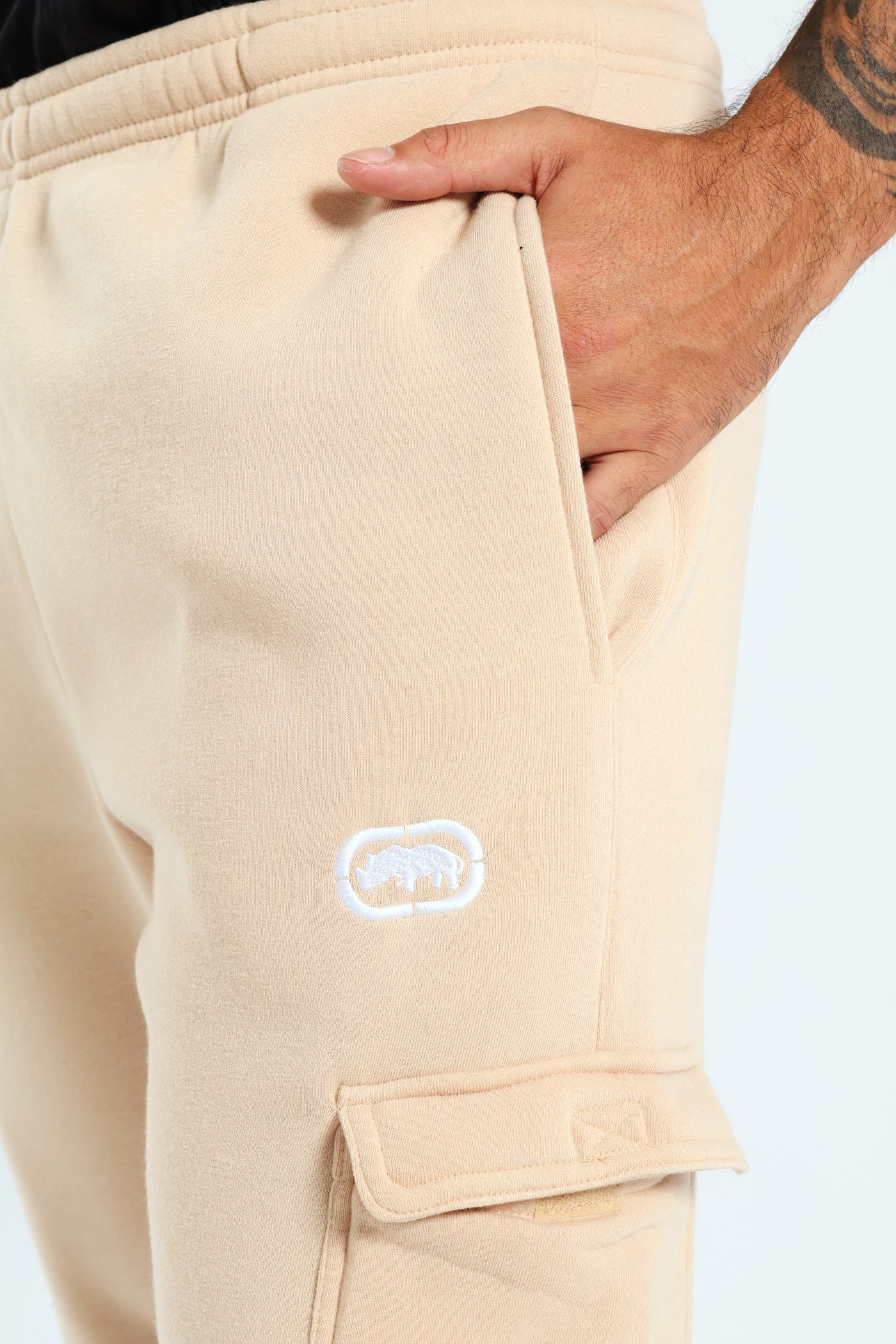 Fleece Cargo Jogger - Stone - Image 2