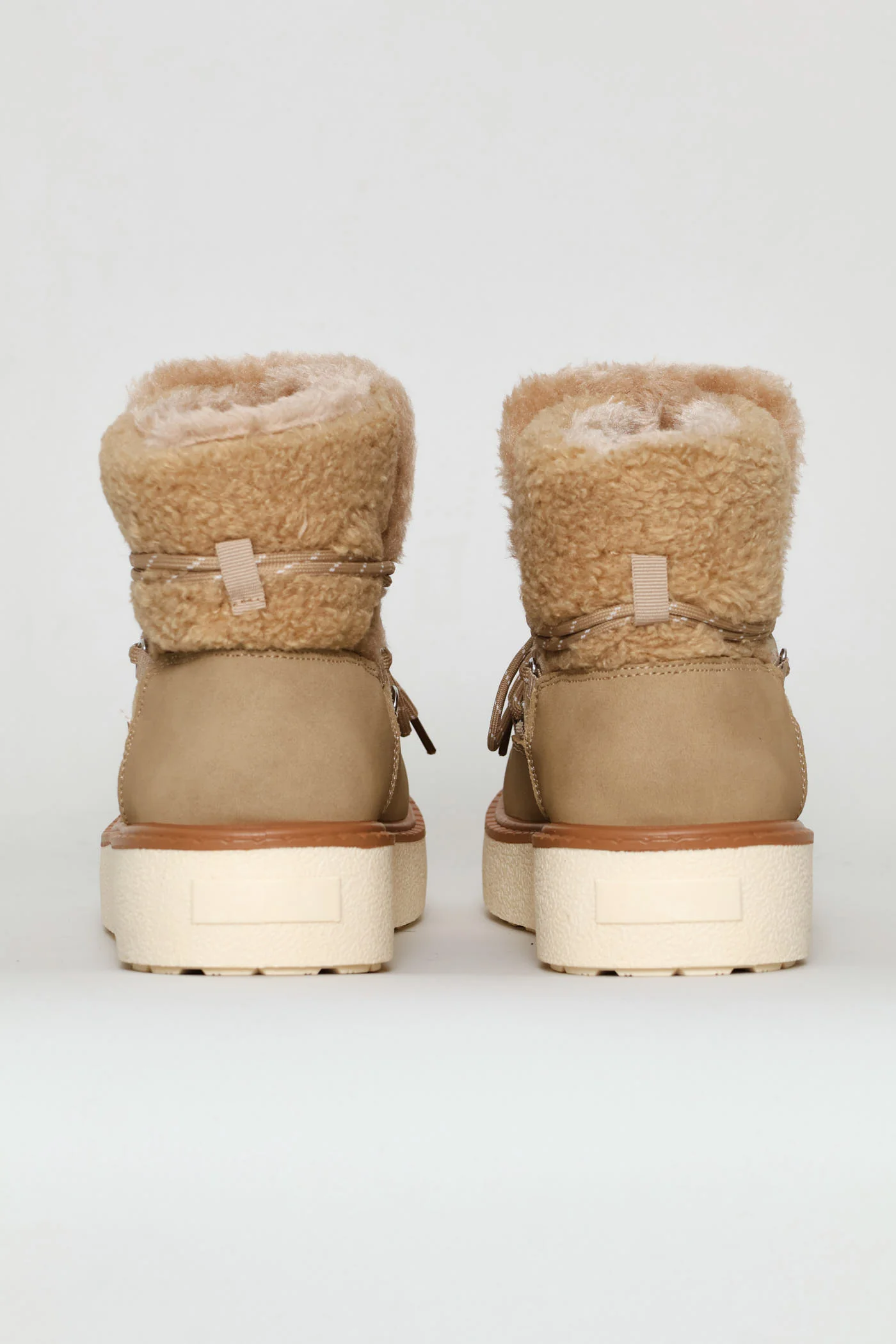 Fleece Lace Up Snow Boot - Taupe - Image 5
