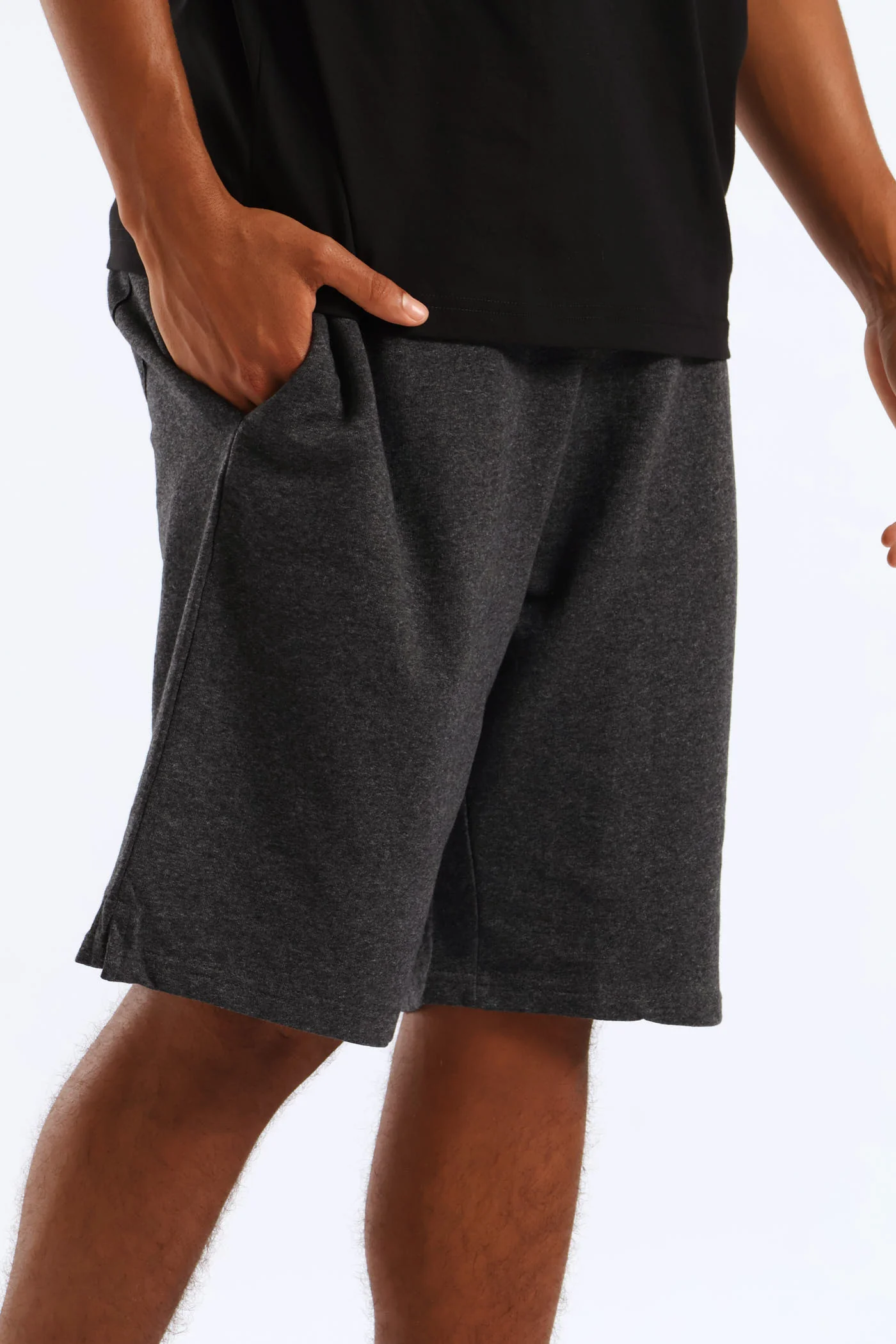 Fleece Shorts - Charcoal Melange - Image 3