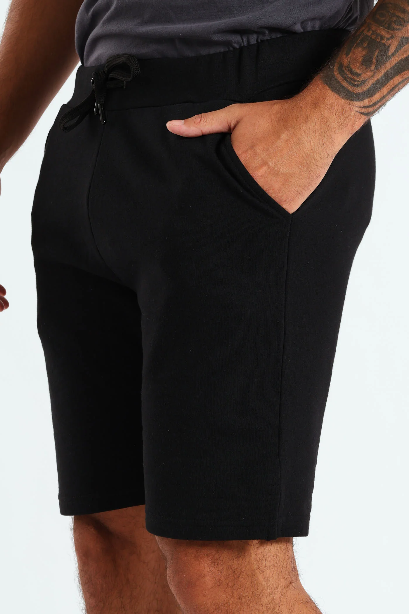 Fleece Slant Pocket Short - Black - Image 2