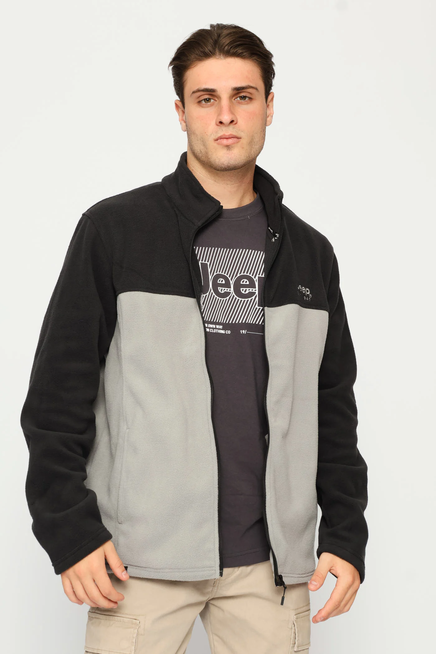 Fleece Zip Through Jacket - Grey - Image 3