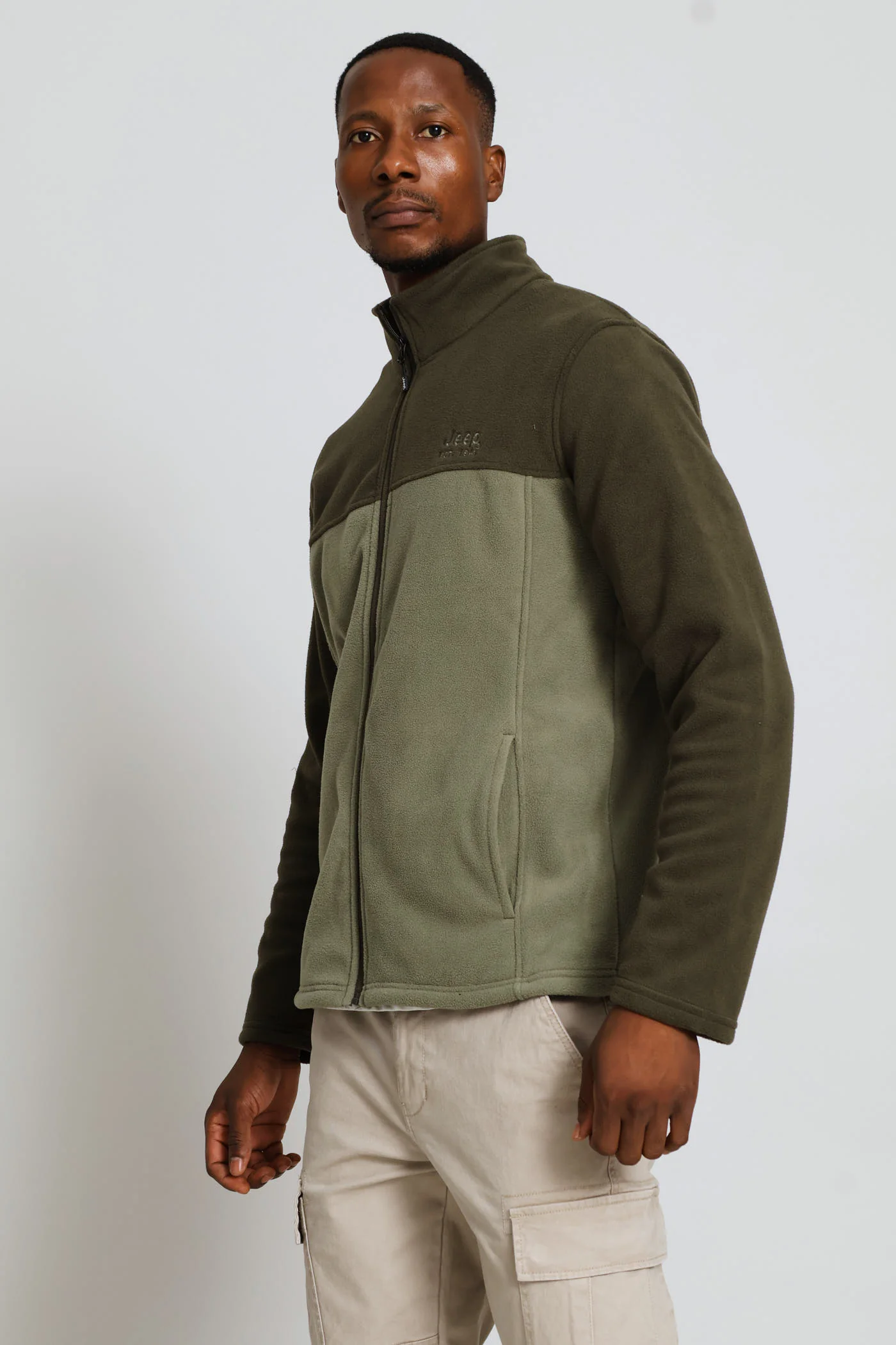 Fleece Zip Through Jacket - Olive - Image 3