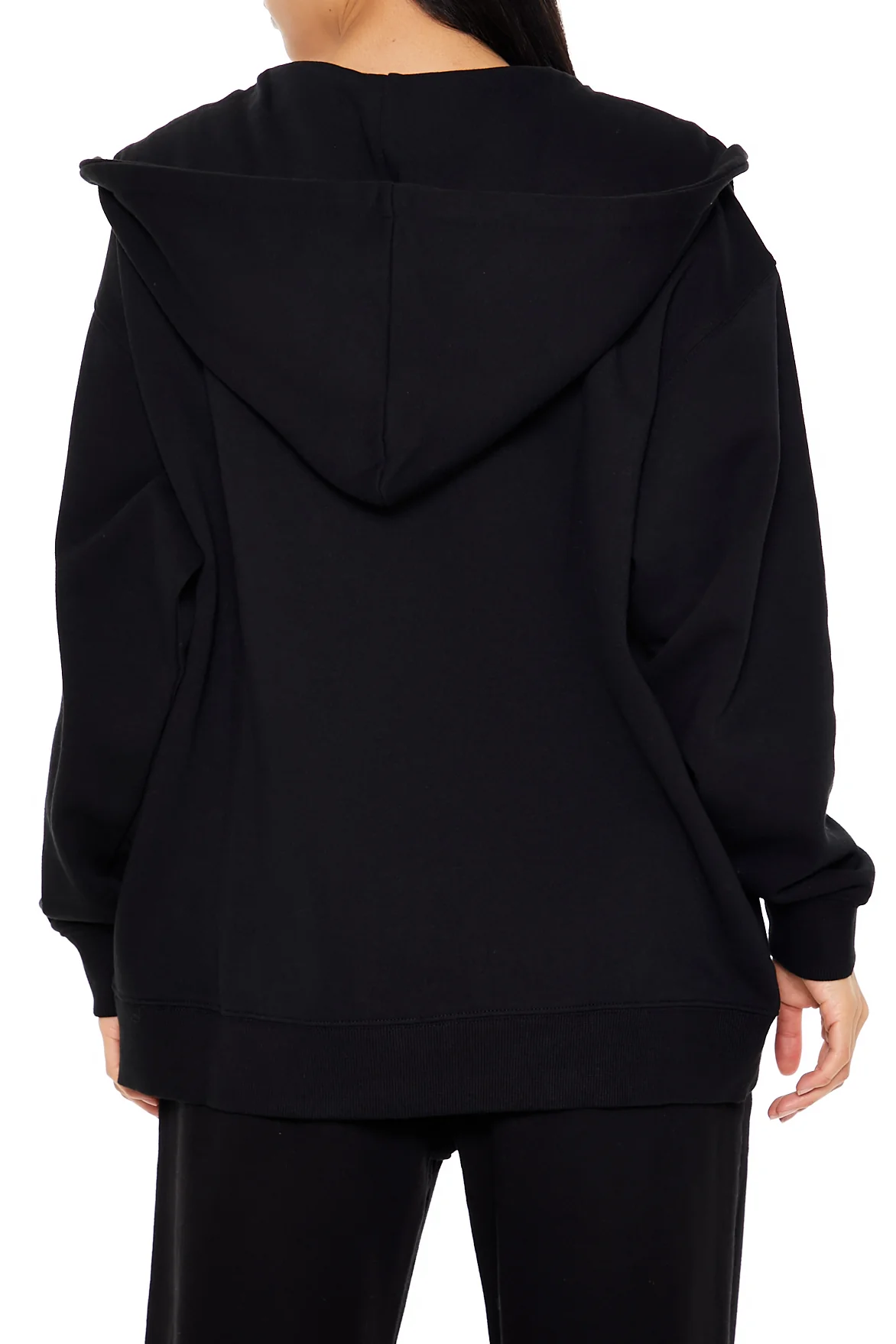 Fleece Zip Up Hoodie - Black - Image 4