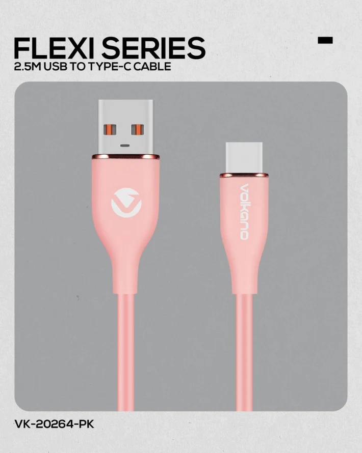 Flexi Series Type-C to Type-C 2.5m 30W Pink - Image 2