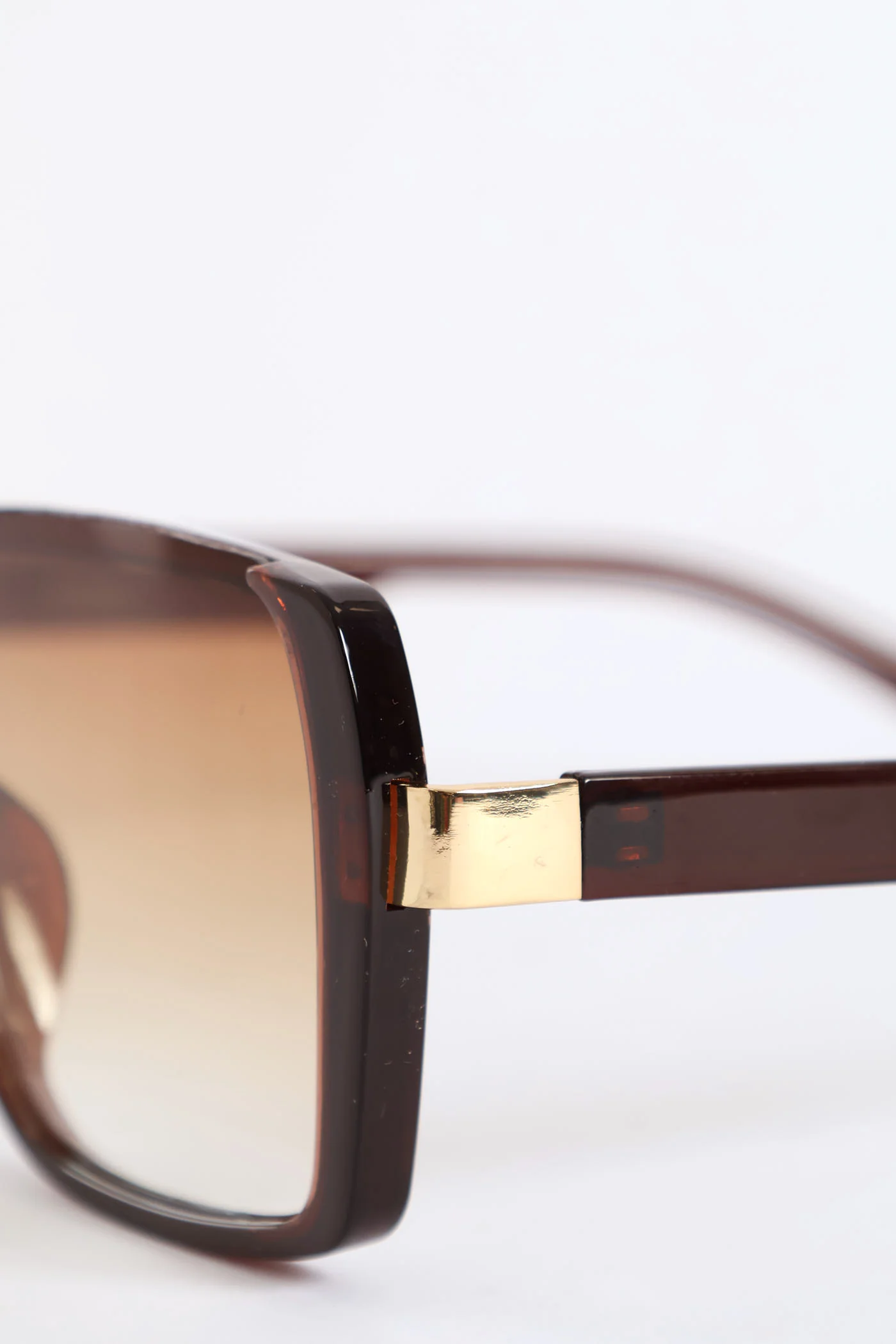 Floating Square Metal Trim Sunglasses - Brown - Image 4