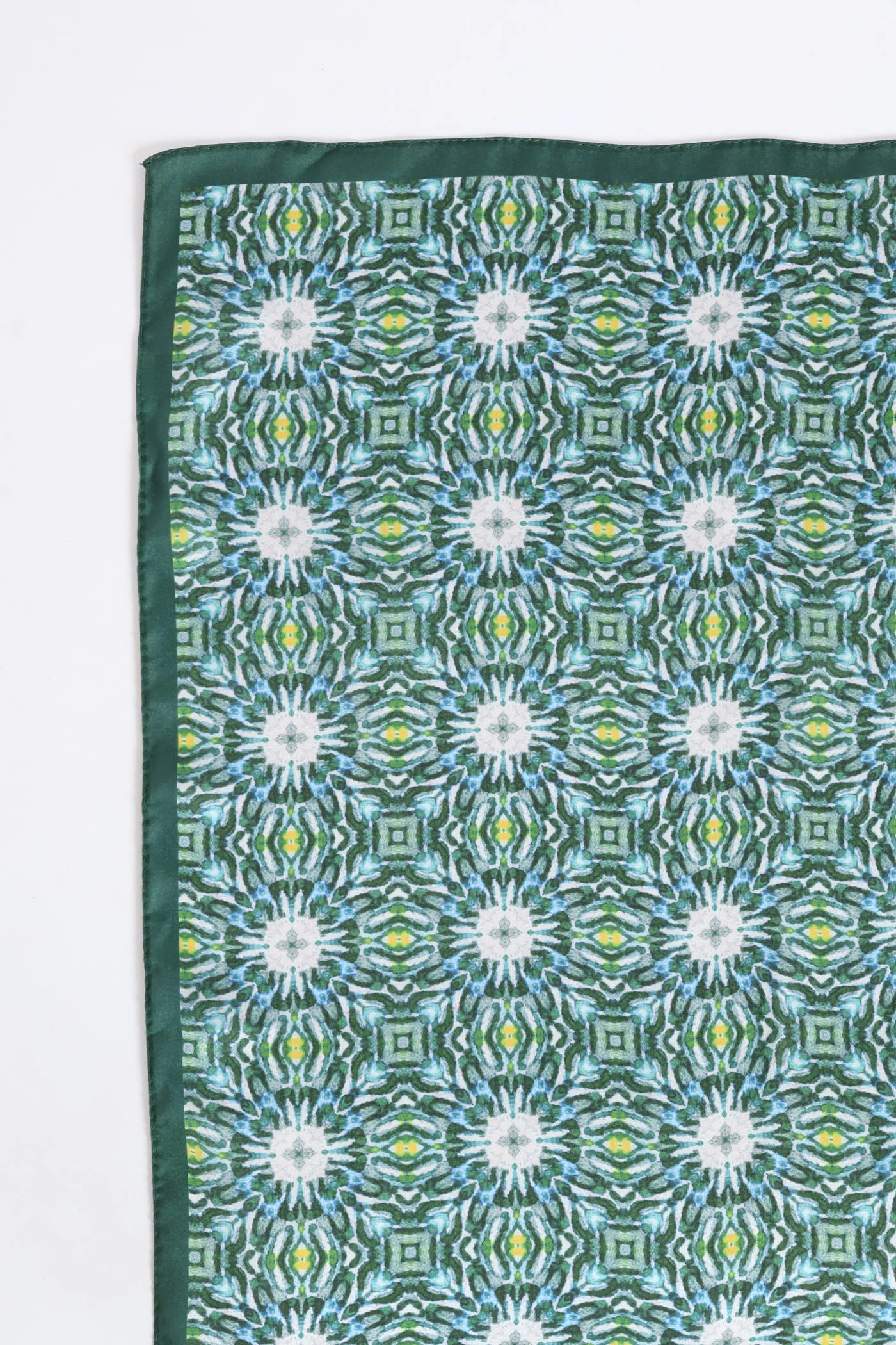 Floral Border Satin Feel Scarf - Green - Image 2
