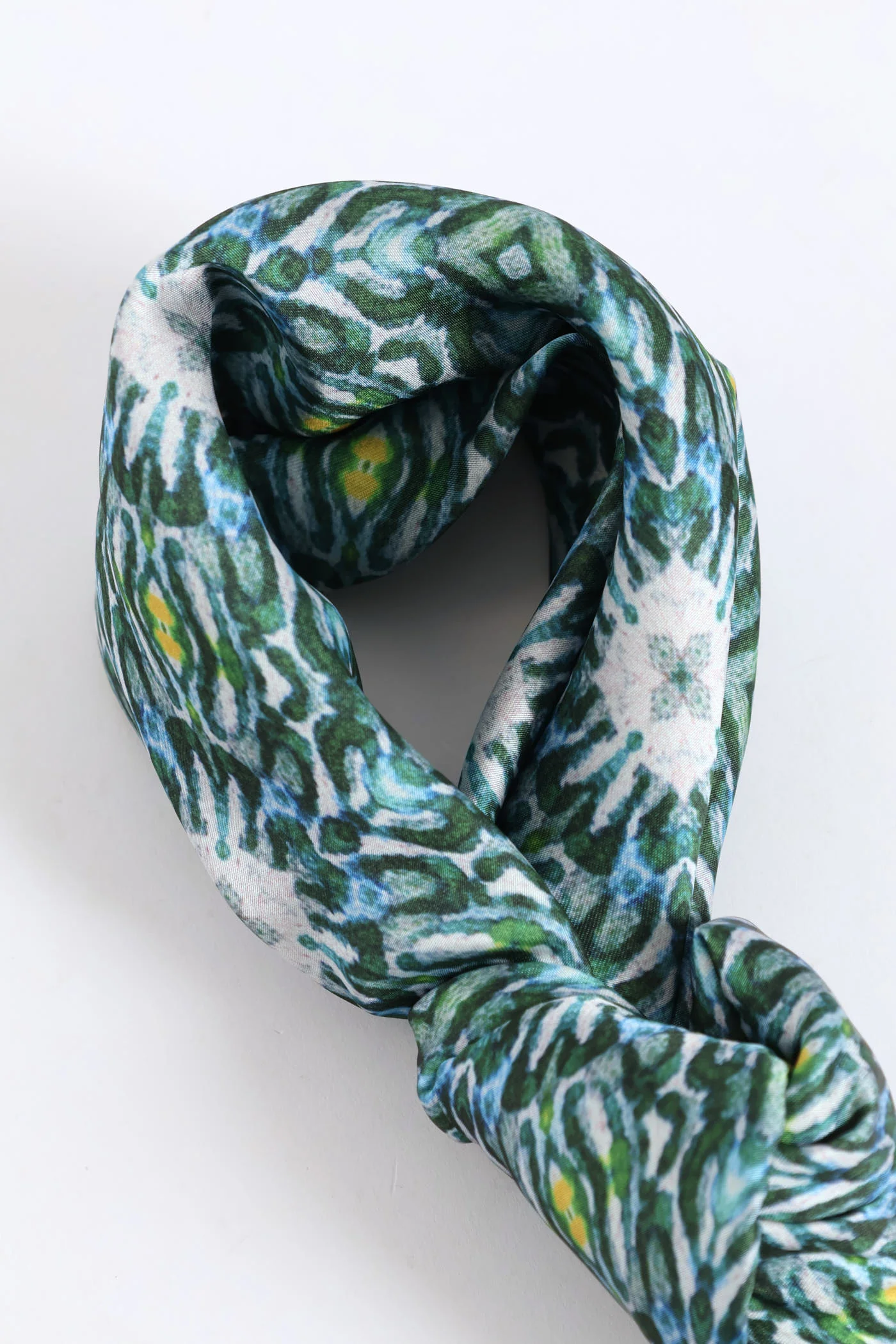 Floral Border Satin Feel Scarf - Green - Image 3