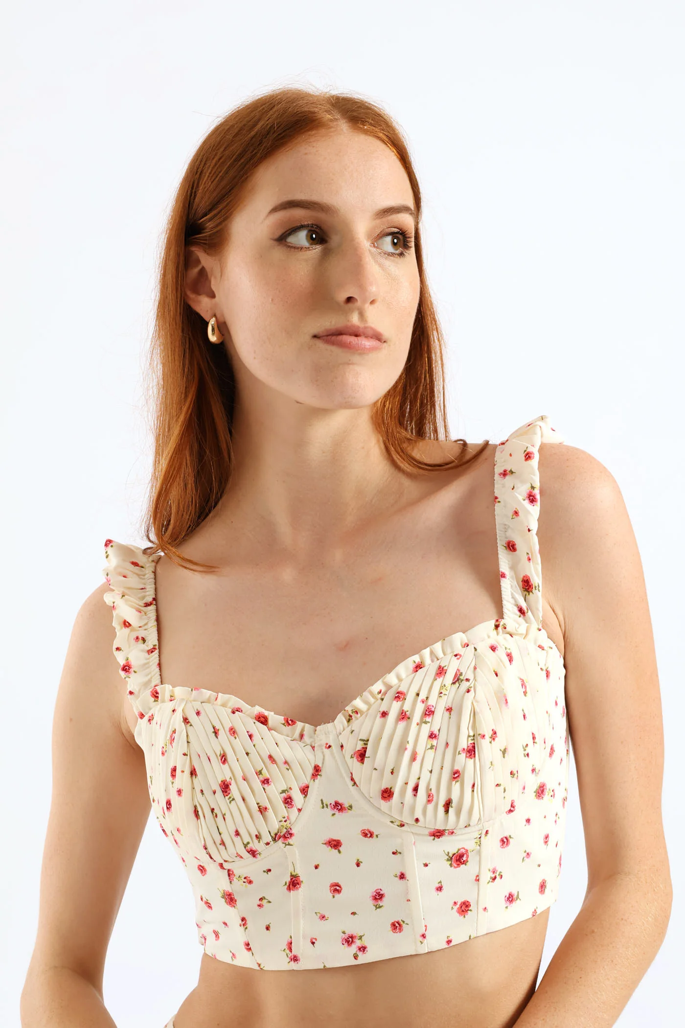 Floral Bust Detail Top & Skort Set - Ivory - Image 2