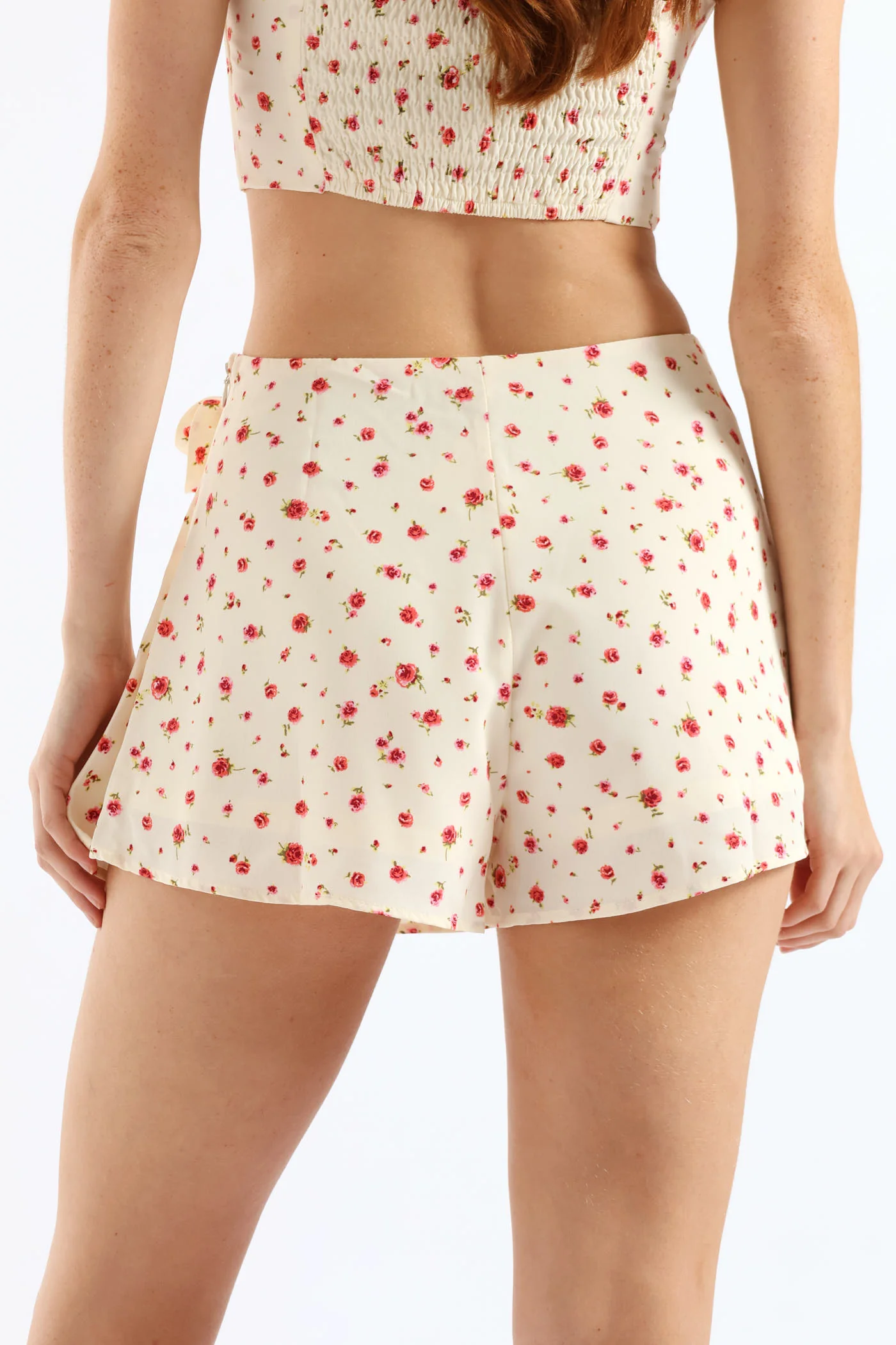 Floral Bust Detail Top & Skort Set - Ivory - Image 7